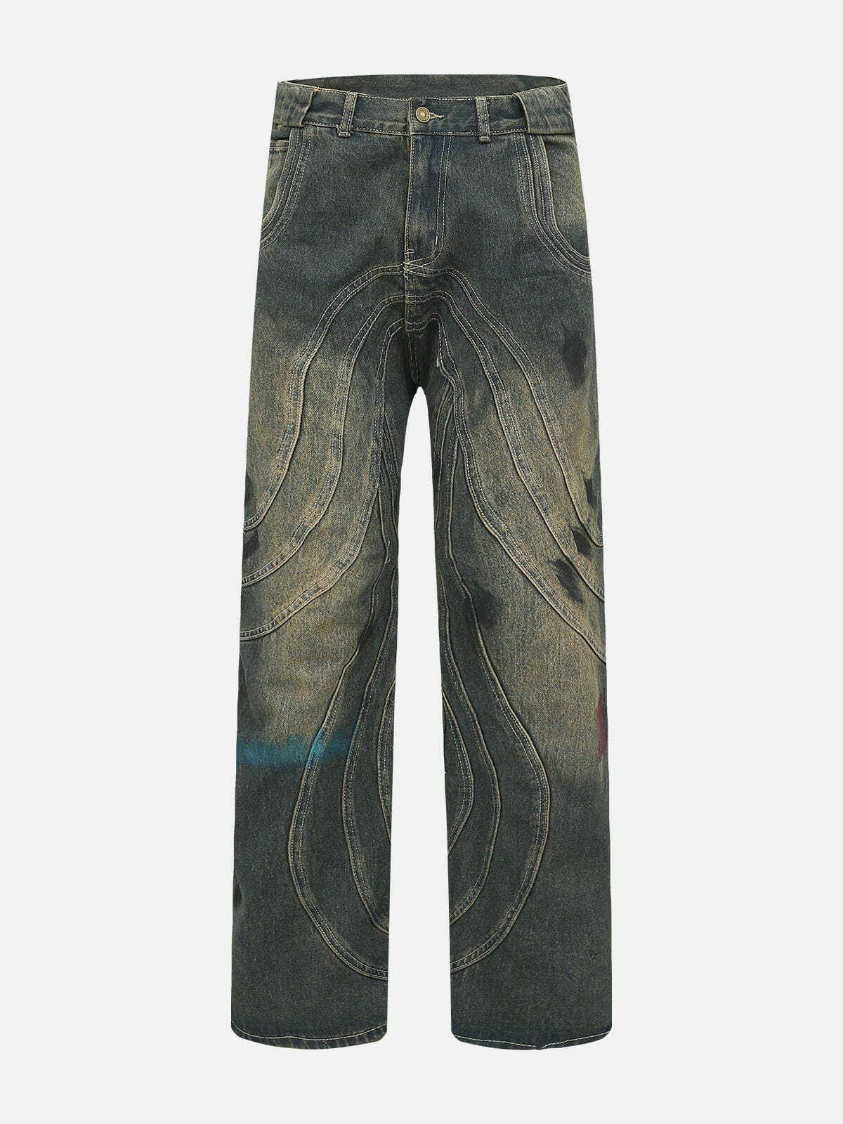 Y2K Quilting Jeans: Retro 90s Grunge Outfit for Summer Parties & Club Looks