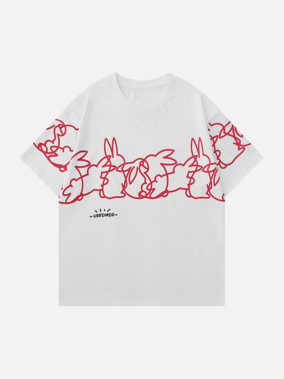 Y2K Rabbit Print Tee - Retro 90s Grunge Top for Summer Outfits & Party Looks