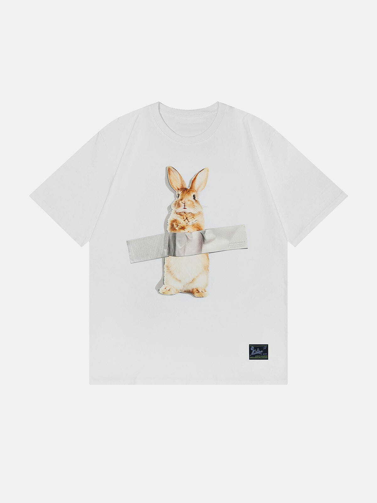 Y2K Rabbit Print Tee - Retro 90s Grunge Top for Summer Outfits & Party Vibes