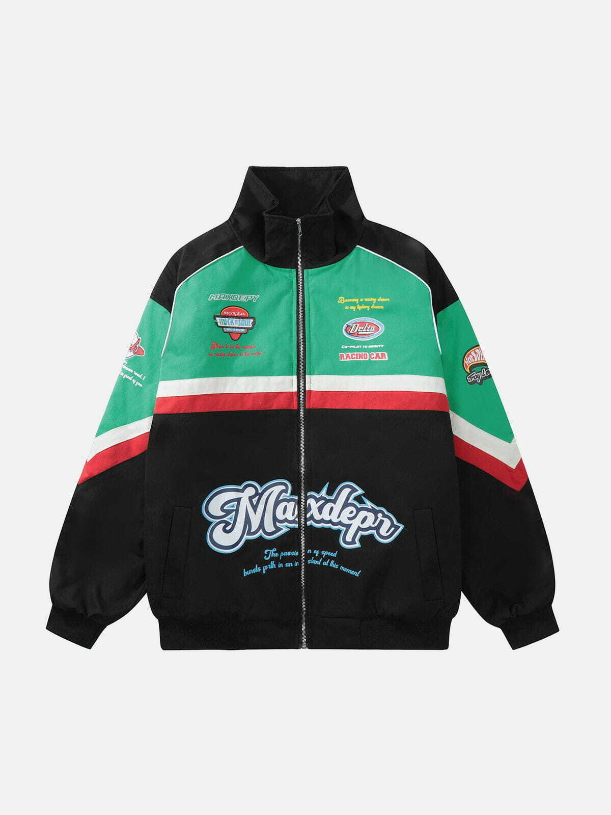 Y2K Racing Icon Print Winter Coat - Retro 90s Grunge Style for Y2K Fashion Lovers