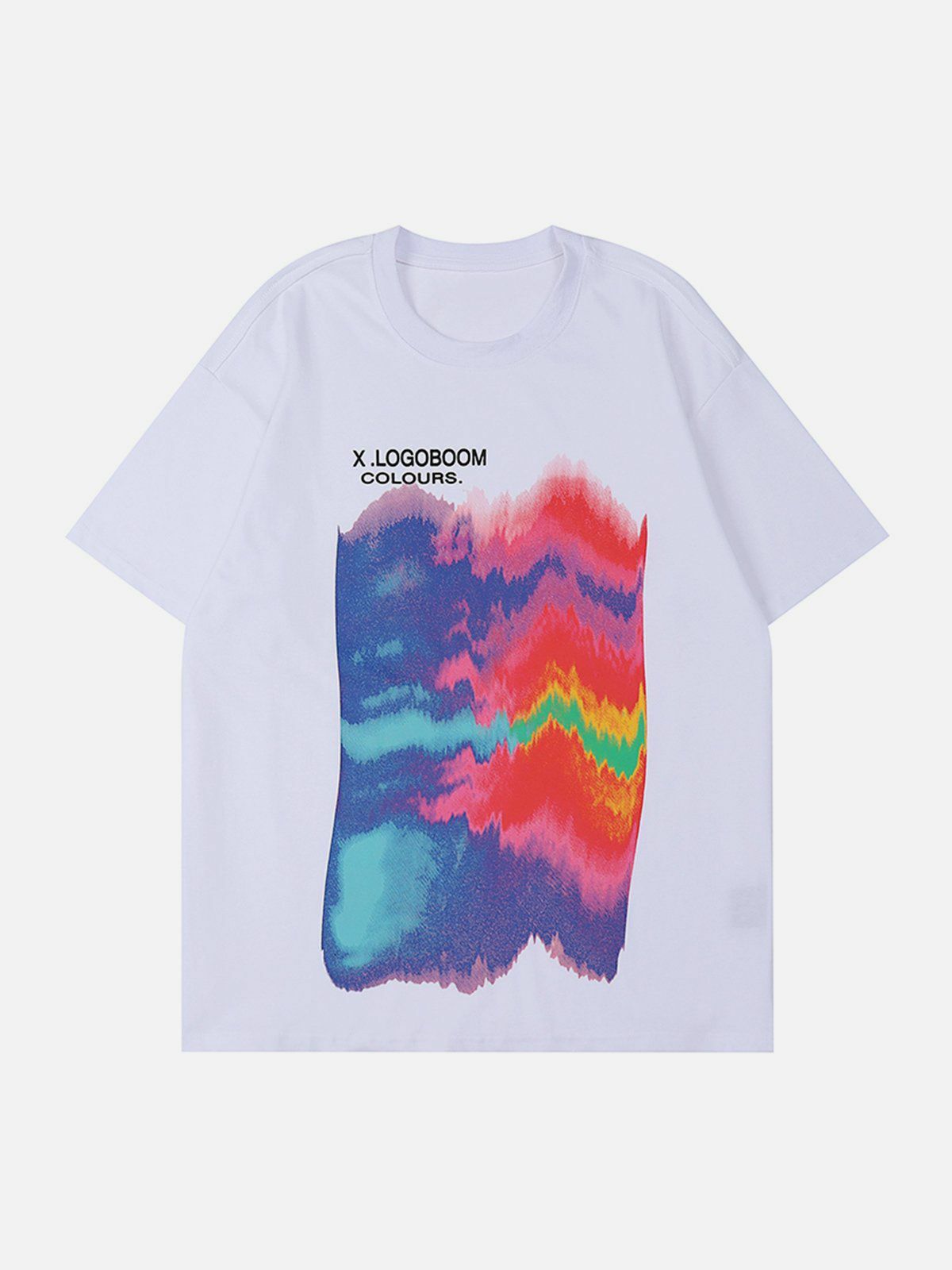 Y2K Rainbow Oil Painting Print Tee - Retro 90s Grunge Summer Outfit for Women