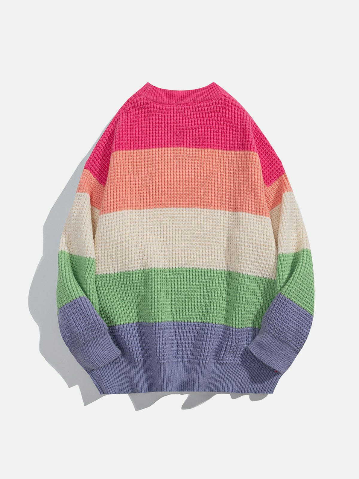 Y2K Rainbow Stripes Sweater - Retro 90s Grunge Top for Summer Party Outfits