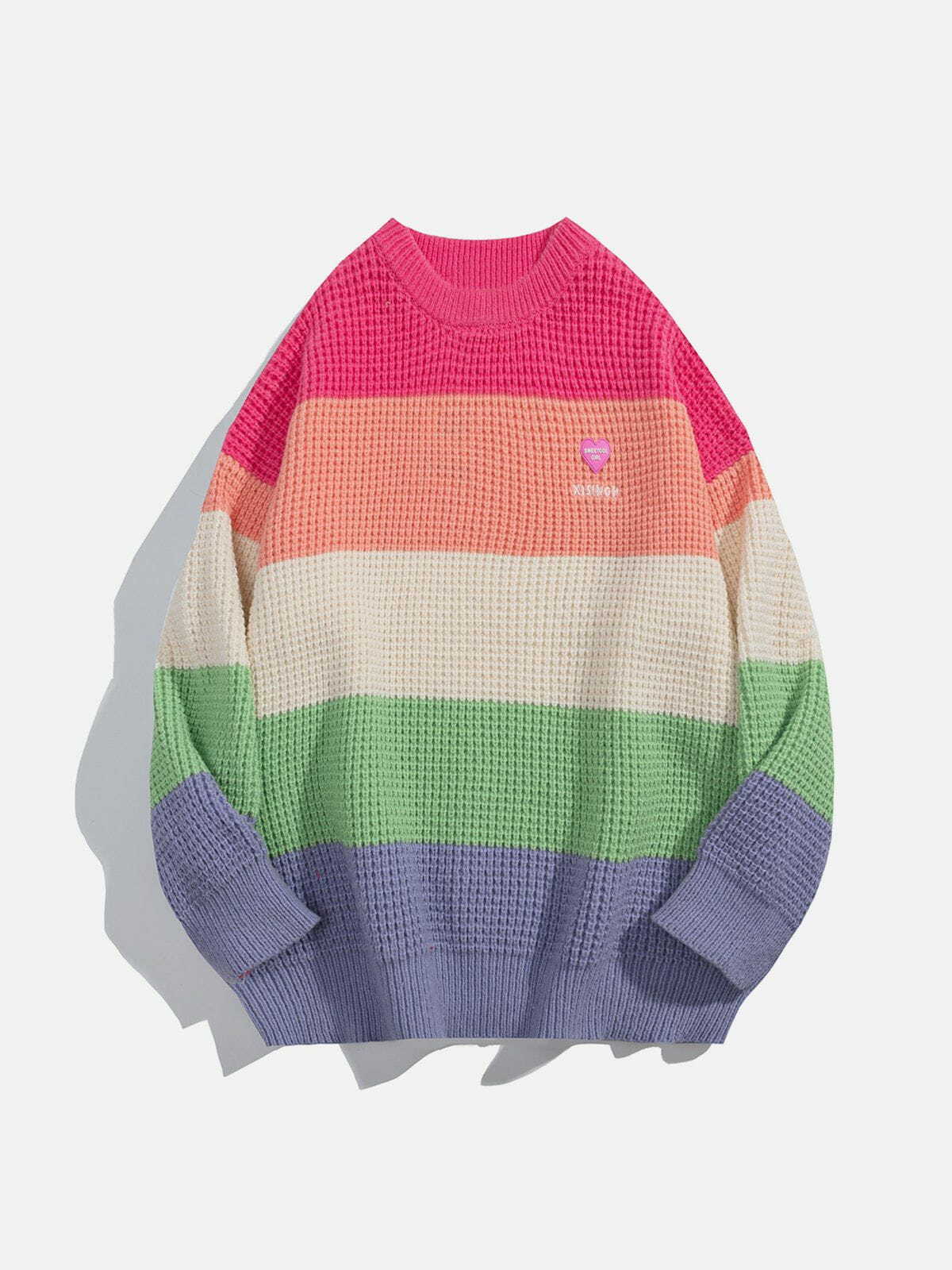 Y2K Rainbow Stripes Sweater - Retro 90s Grunge Top for Summer Party Outfits