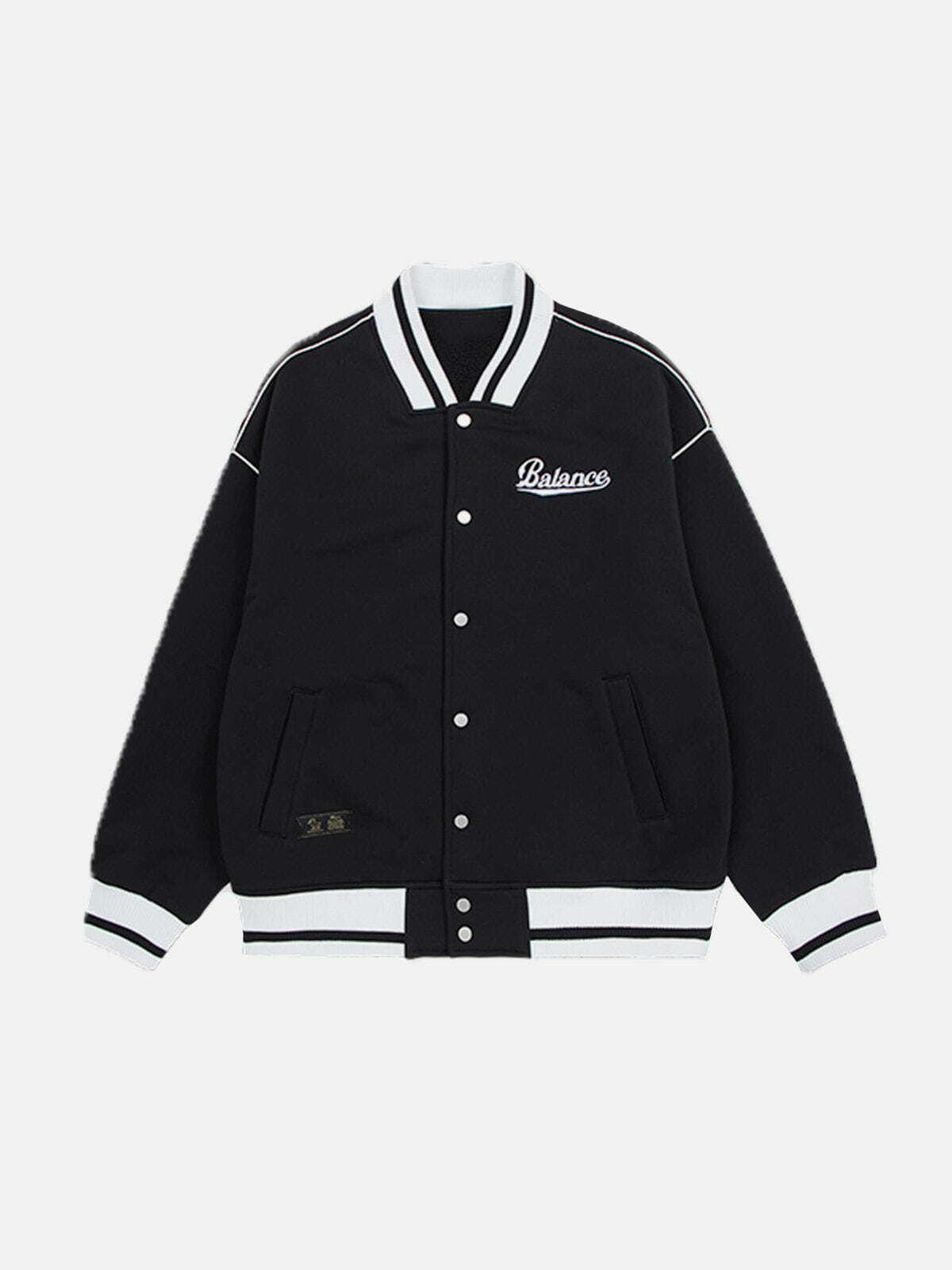 Y2K Reflective Line Varsity Jacket - Retro 90s Grunge Style for Summer Parties & Outfits