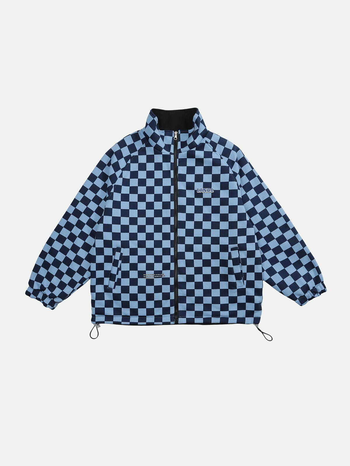 Y2K Reversible Checkerboard Jacket - Retro Grunge Style for Summer Parties & Outfits