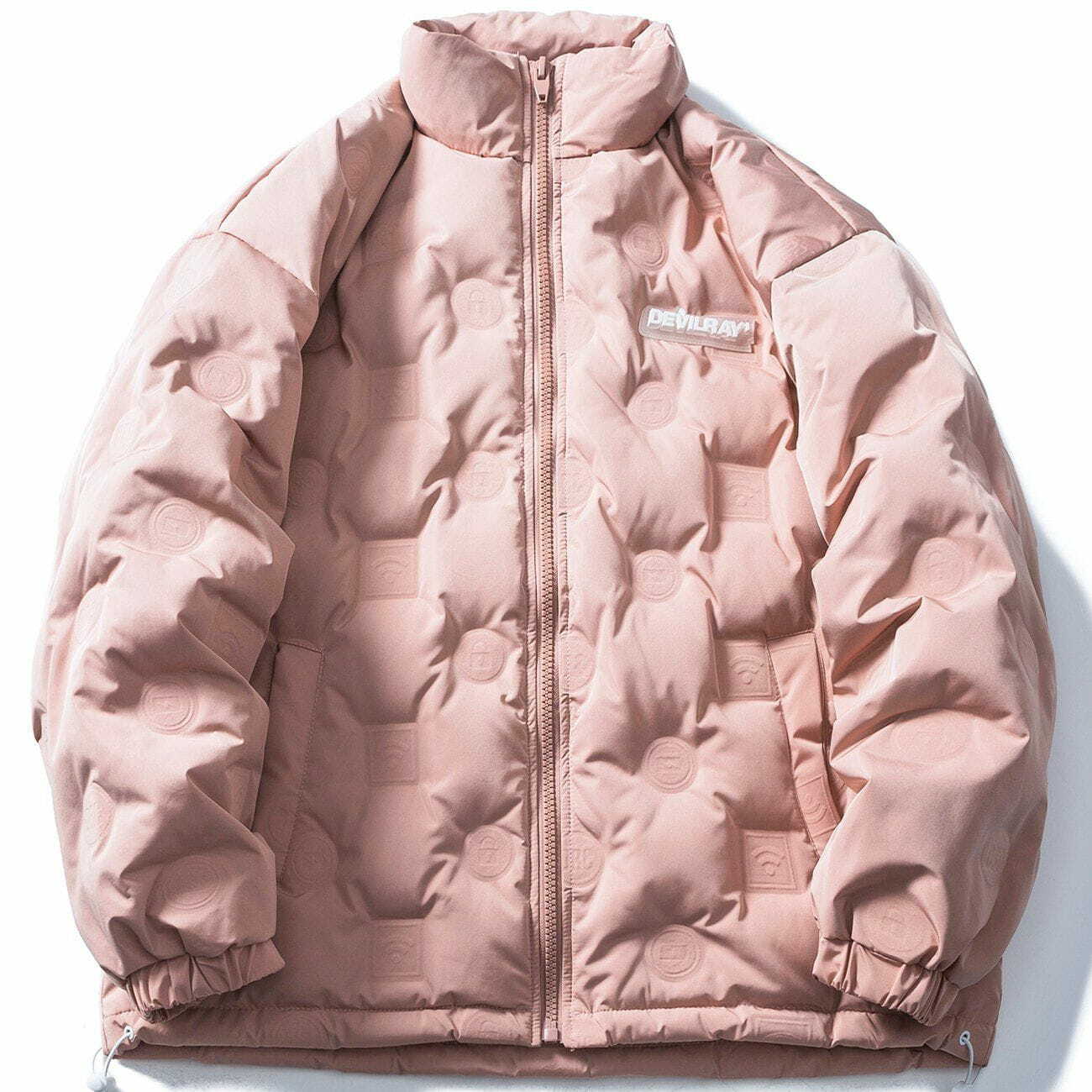 Y2K Seal Pattern Puffer Jacket - Retro 90s Grunge Style for Summer Parties & Outfits