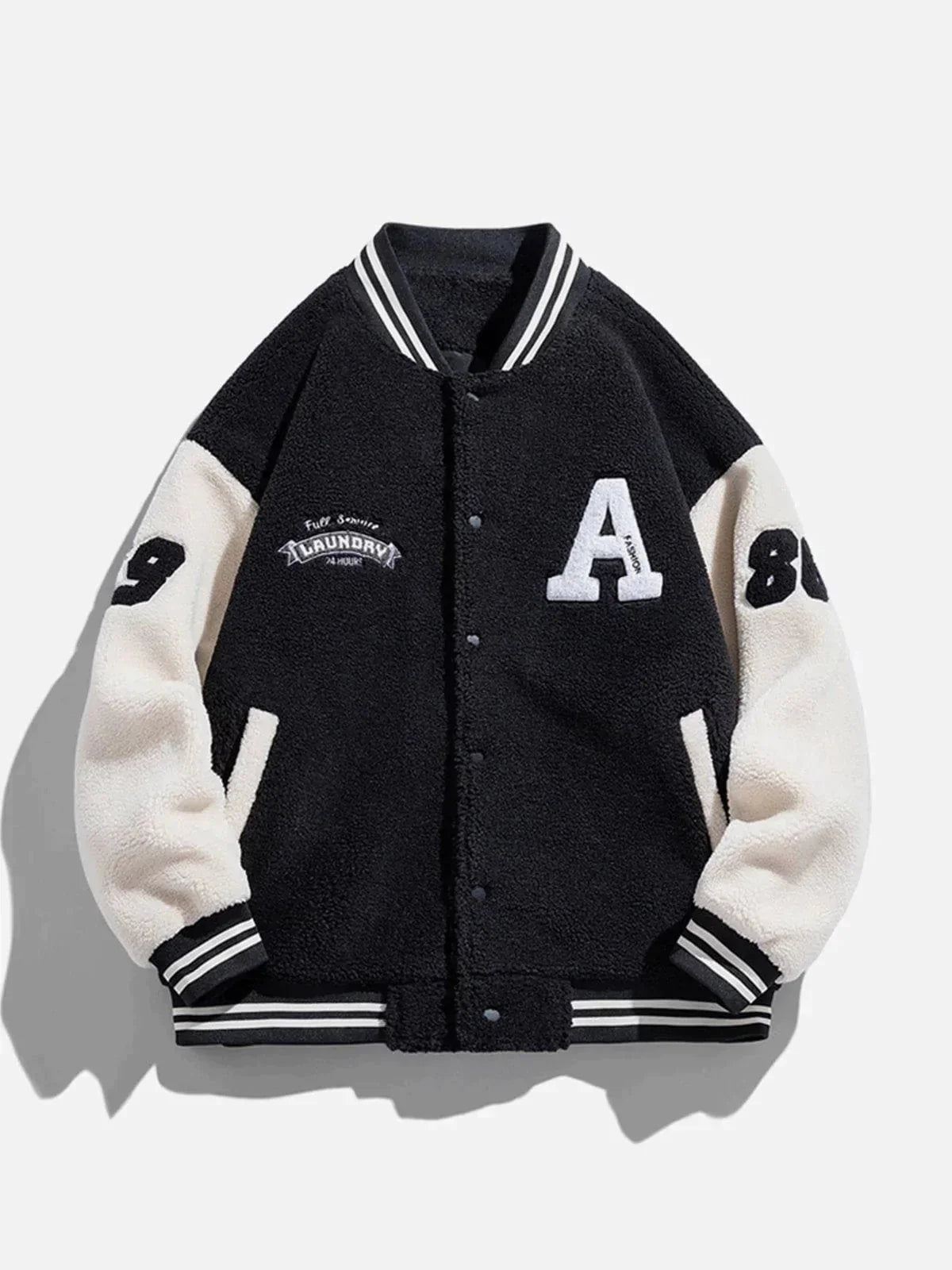 Y2K Sherpa Varsity Jacket - Retro 90s Grunge Style for Summer Parties & Outfits