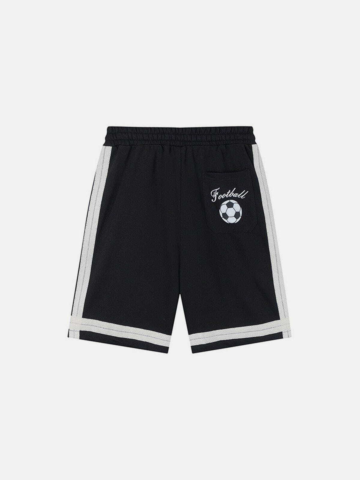 Y2K Side Stripe Football Print Shorts - Retro 90s Grunge Summer Outfit for Women