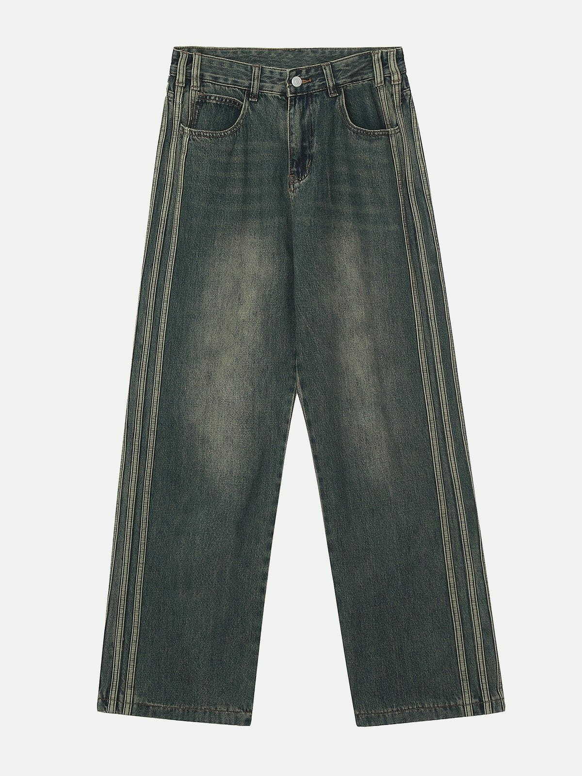 Y2K Side Stripes Jeans: Retro 90s Grunge Outfit for Summer Parties & Club Looks