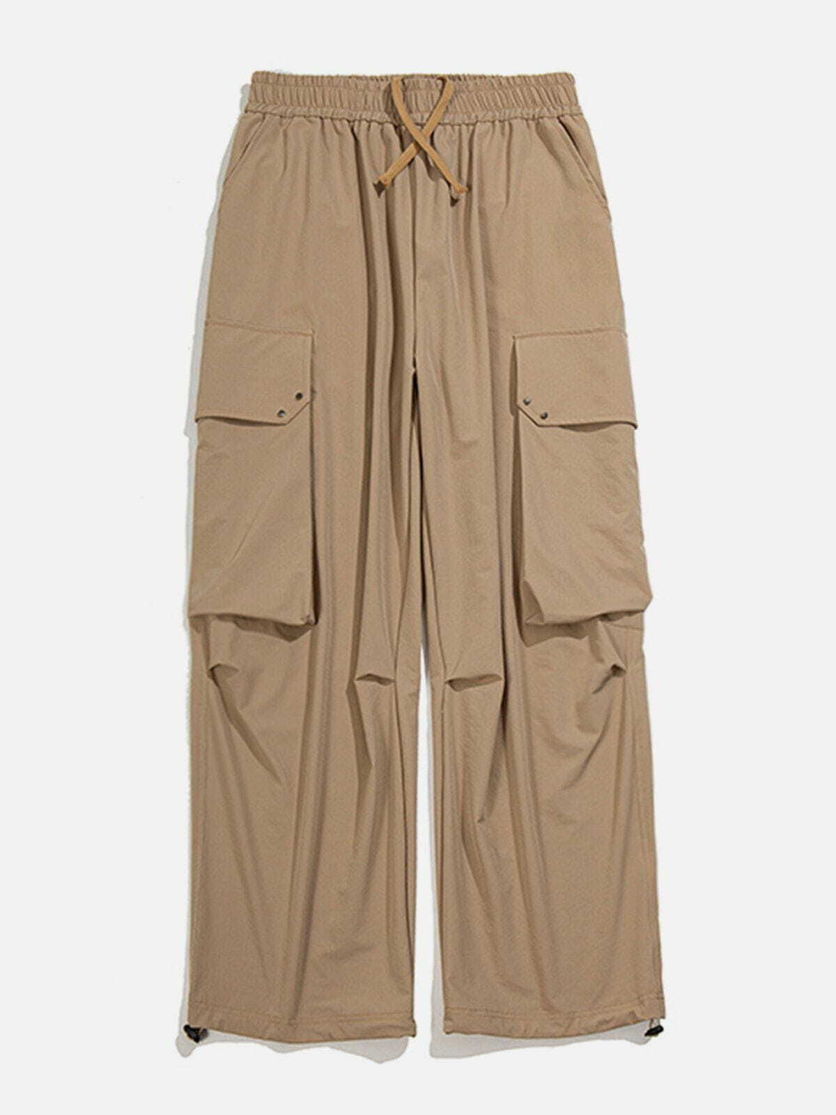 Y2K Solid Color Cargo Pants with Side Pockets - Retro 90s Grunge Summer Outfit Essential