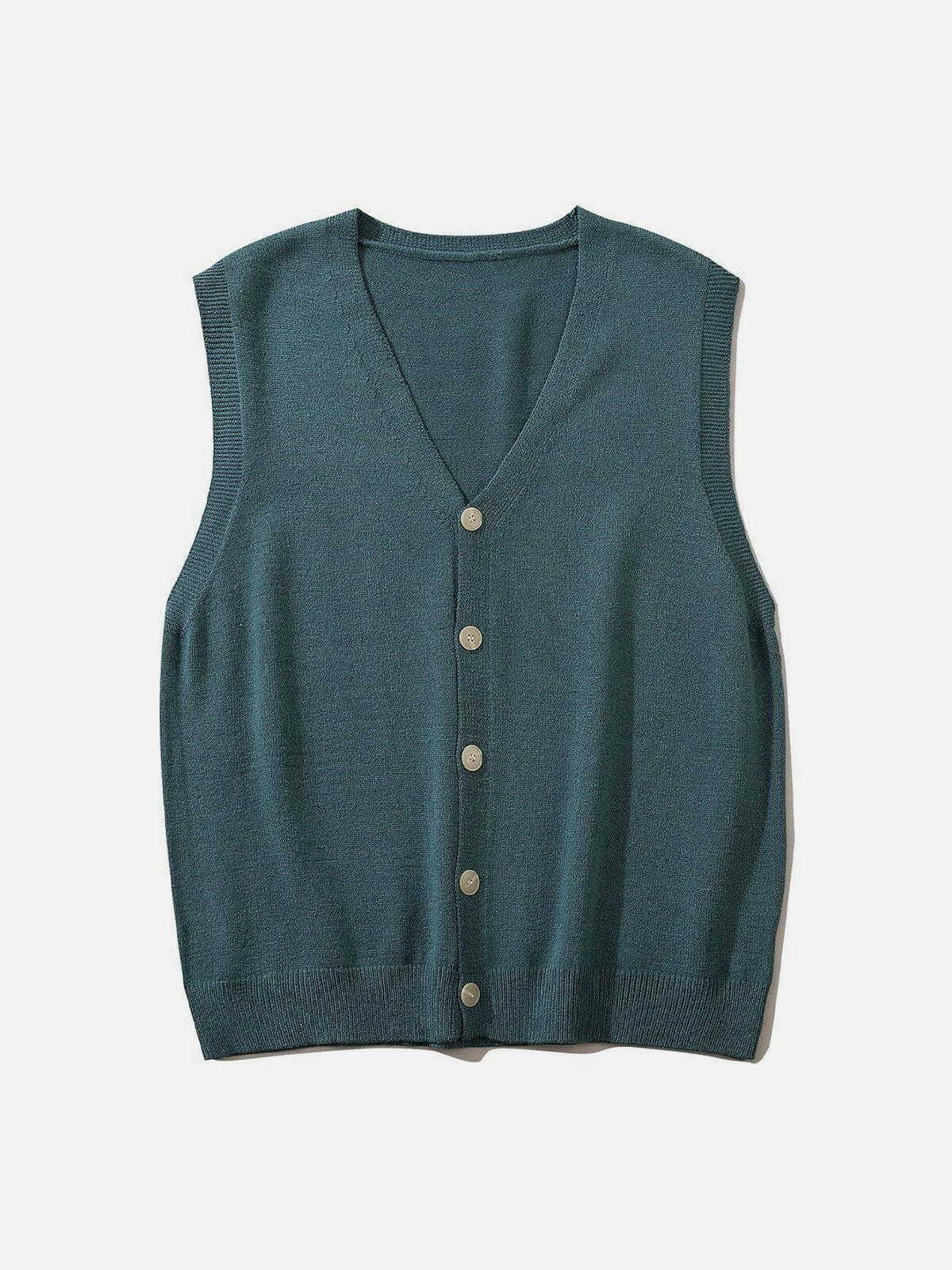 Y2K Solid Color Sweater Vest - Retro 90s Grunge Top for Summer Outfits & Party Looks