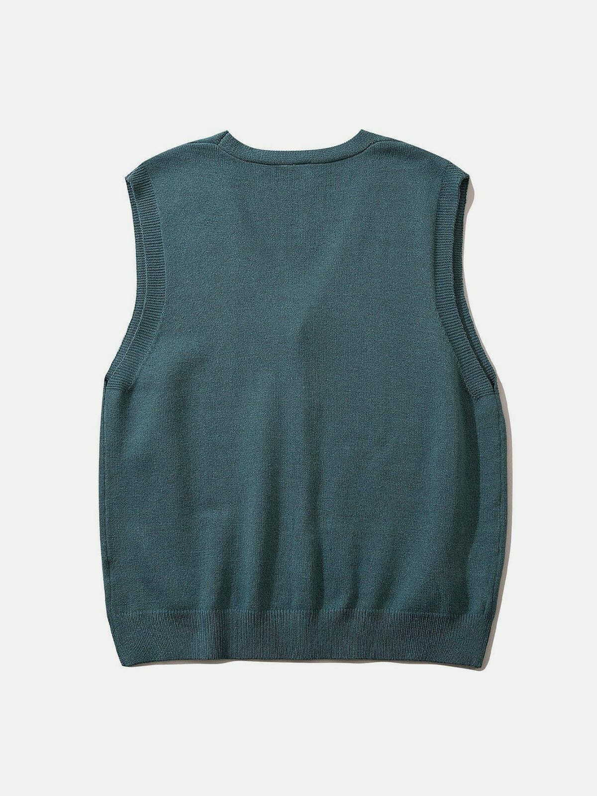 Y2K Solid Color Sweater Vest - Retro 90s Grunge Top for Summer Outfits & Party Looks