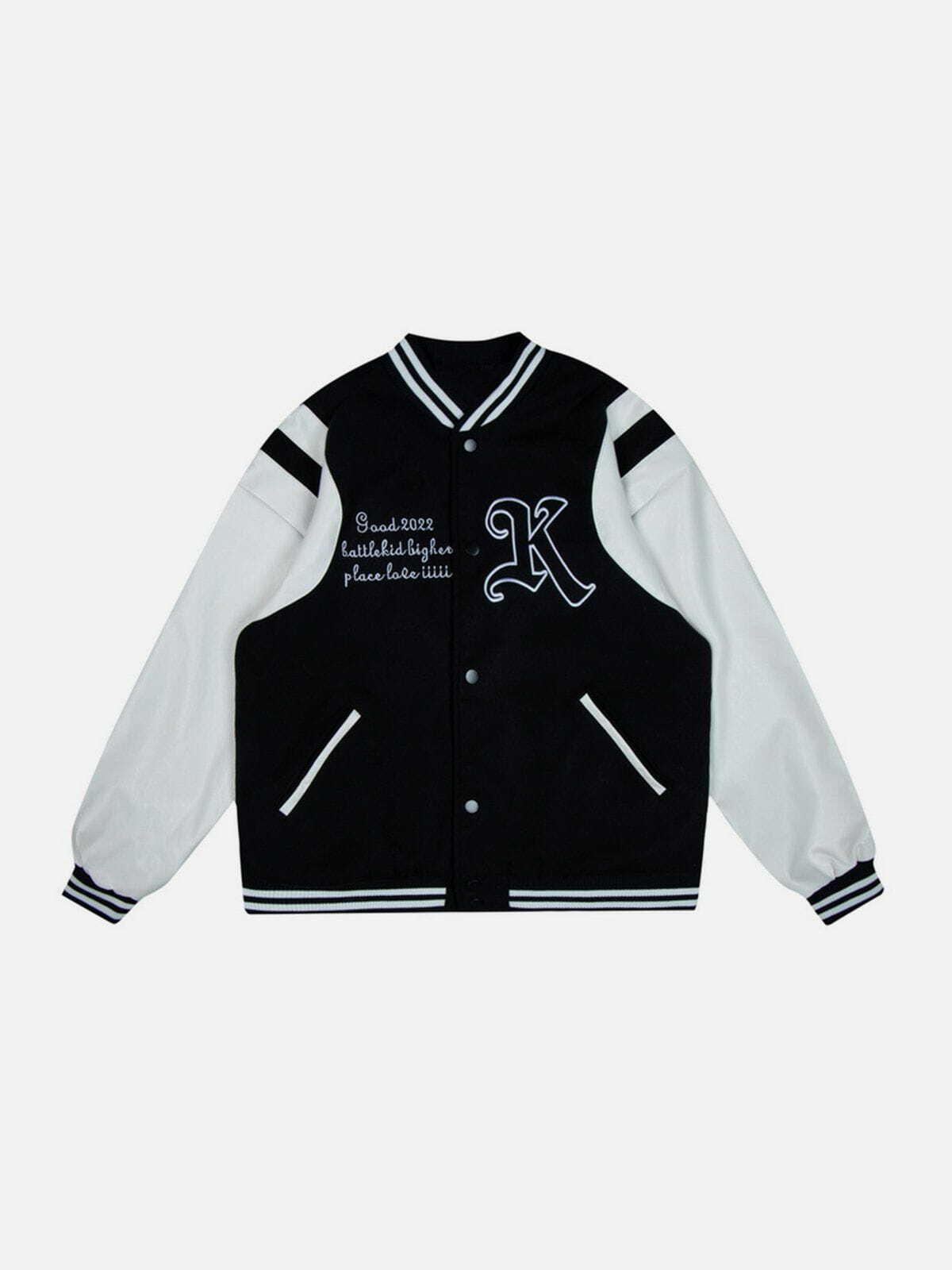 Y2K Splicing Varsity Jacket - Retro 90s Grunge Style for Summer Parties & Outfits