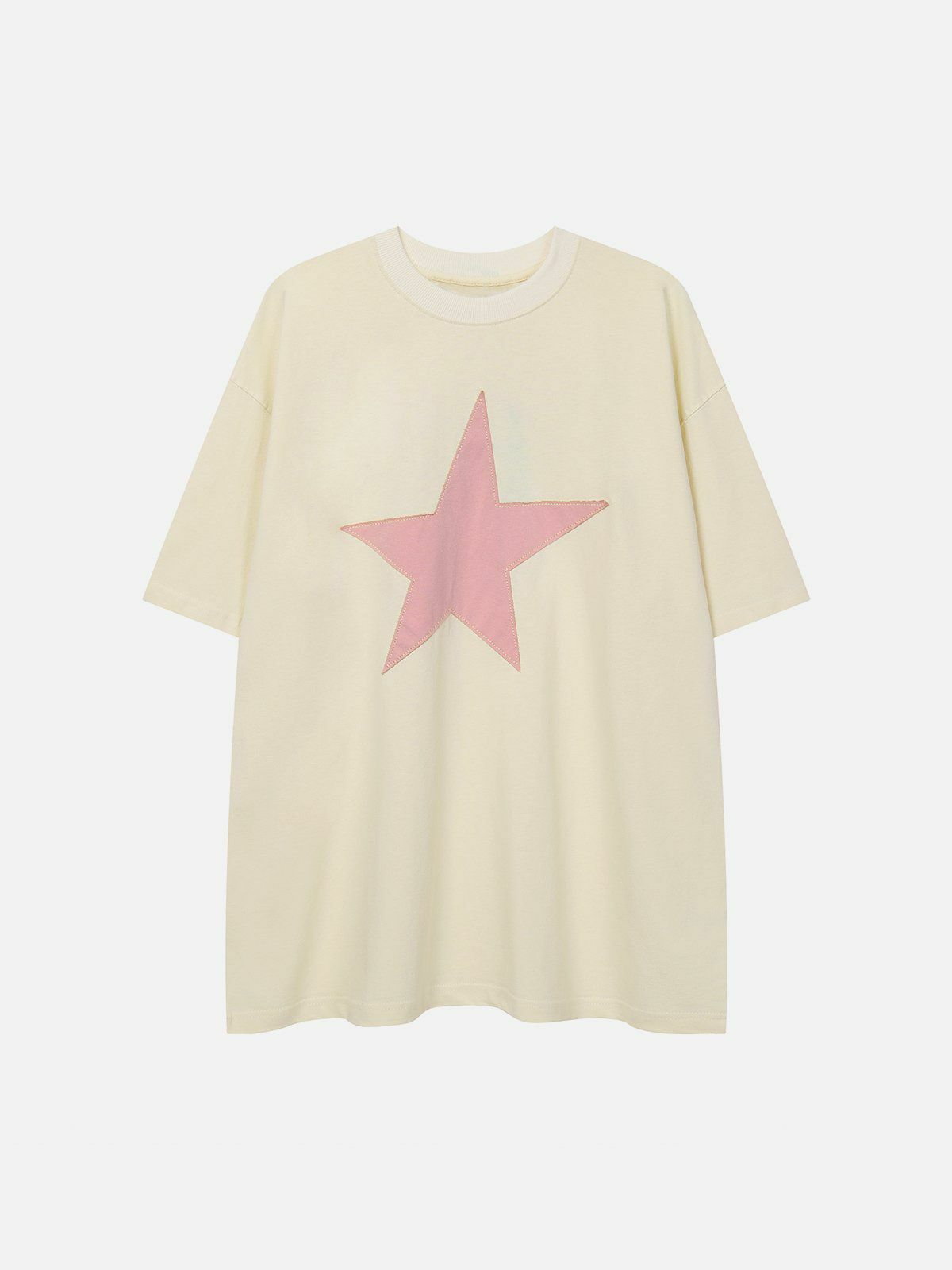 Y2K Star Applique Graphic Tee - Retro 90s Grunge Top for Summer Party Outfits