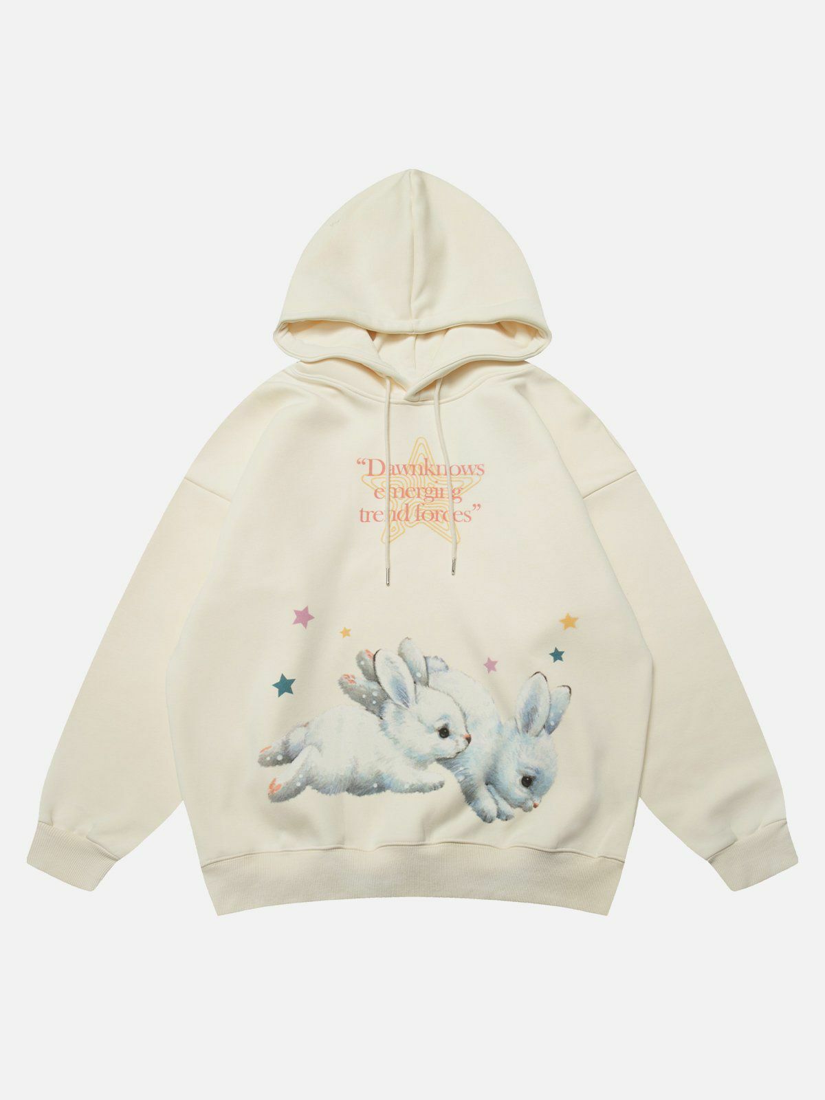 Y2K Star Bunny Print Hoodie - Retro 90s Grunge Outfit for Summer Parties & Festivals