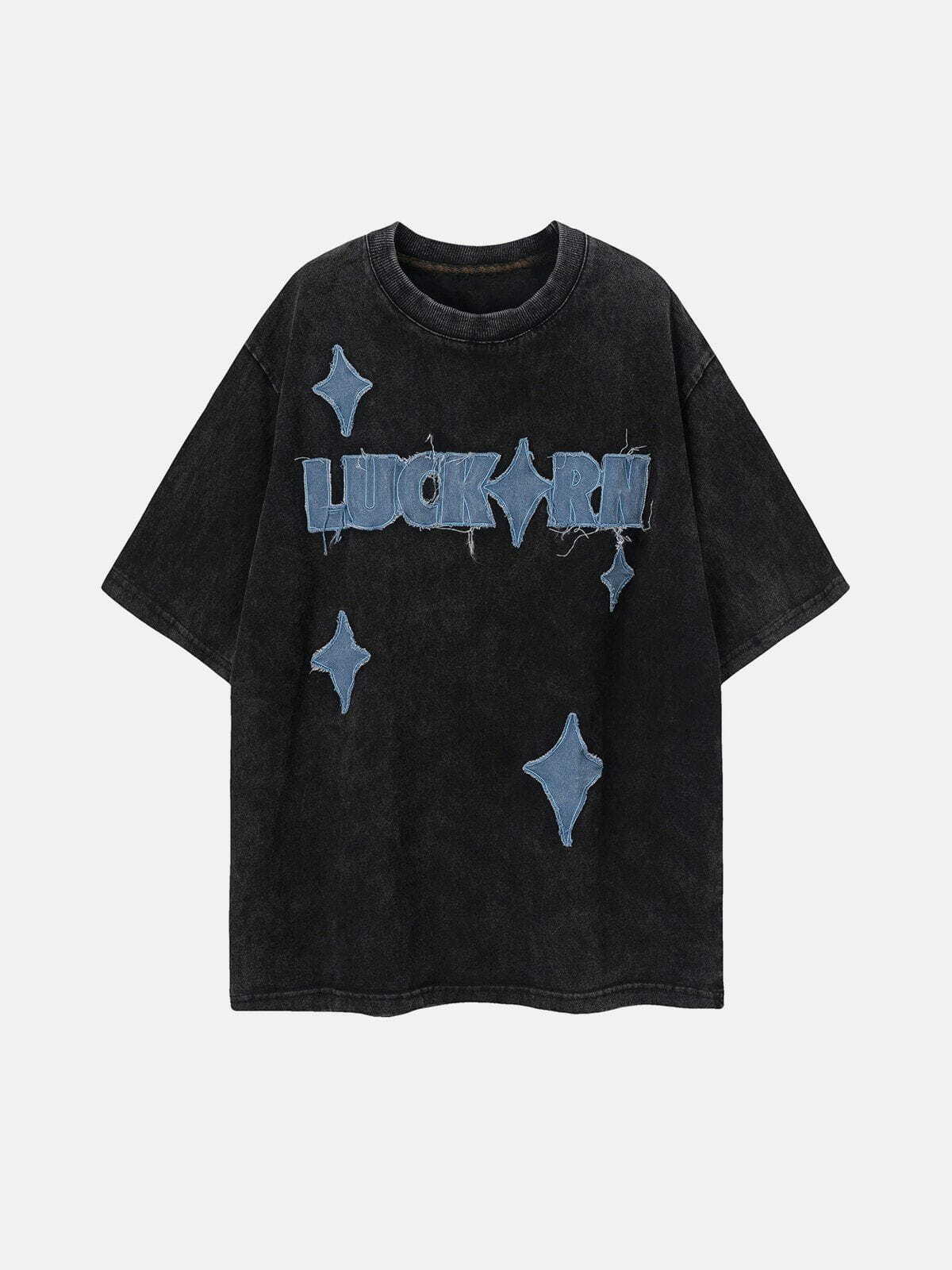 Y2K Star Embroidery Baby Tee - Retro 90s Grunge Summer Outfit for Y2K Fashion Lovers