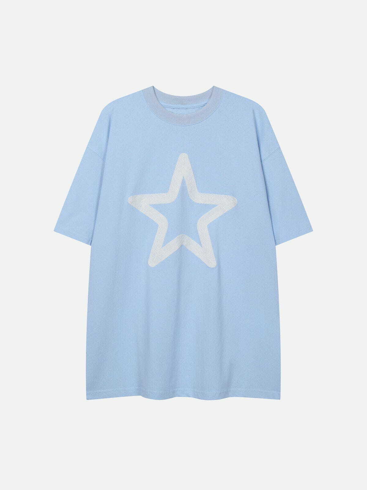 Y2K Star Embroidery Cotton Tee - Retro 90s Grunge Top for Summer Outfits & Party Fits