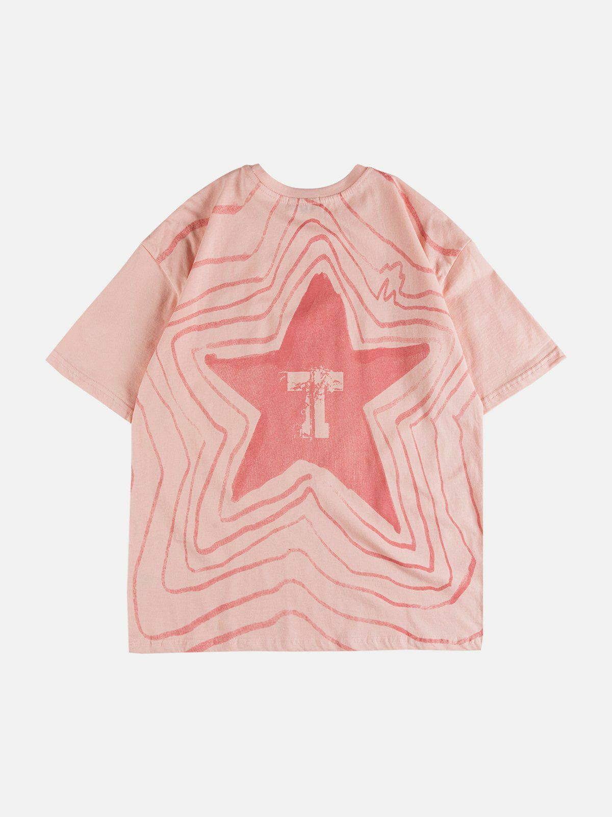 Y2K Star Gradient Graffiti Tee - Retro 90s Grunge Top for Summer Party Outfits