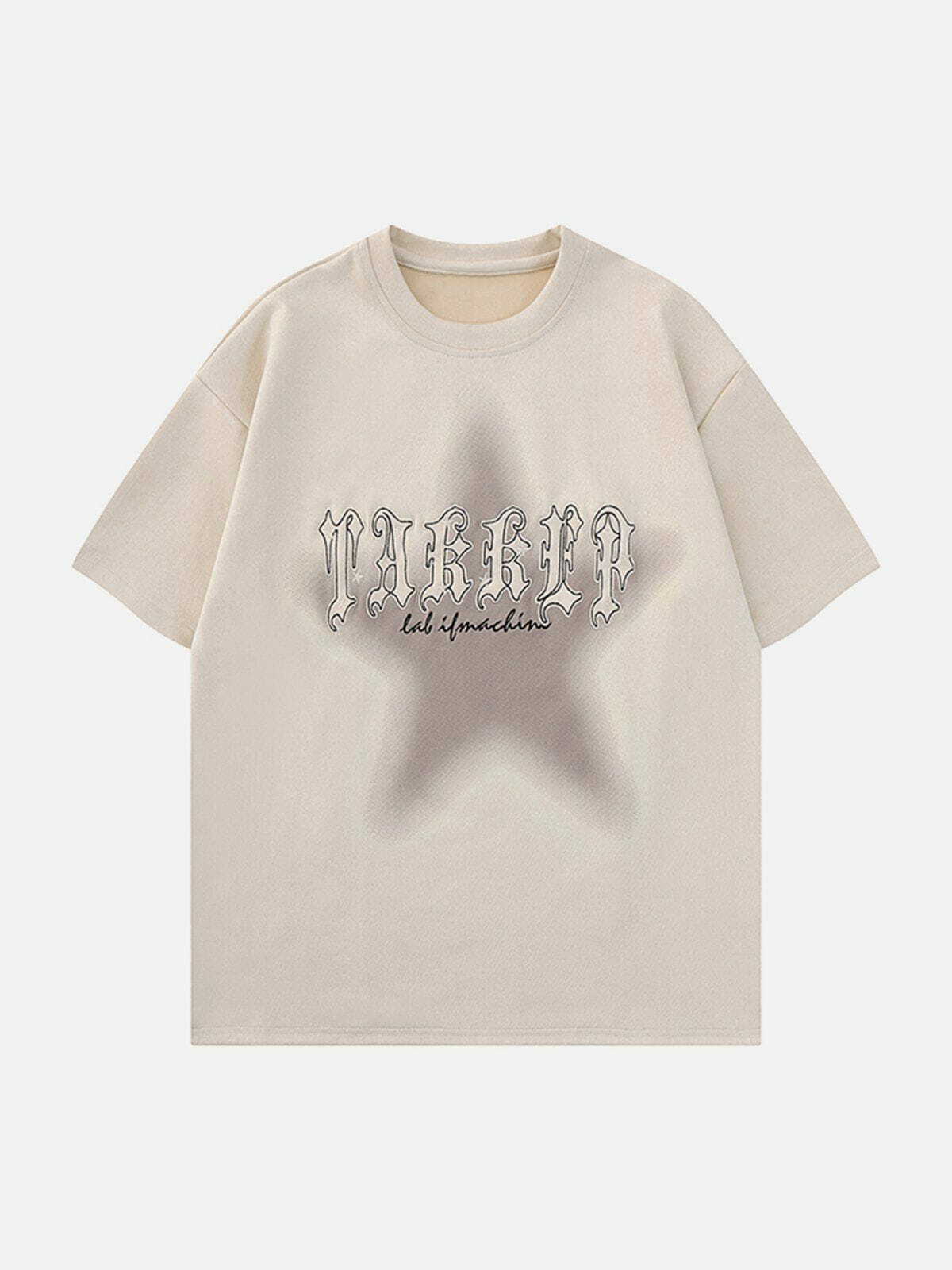 Y2K Star Gradient Letter Print Tee - Retro 90s Grunge Summer Outfit for Women