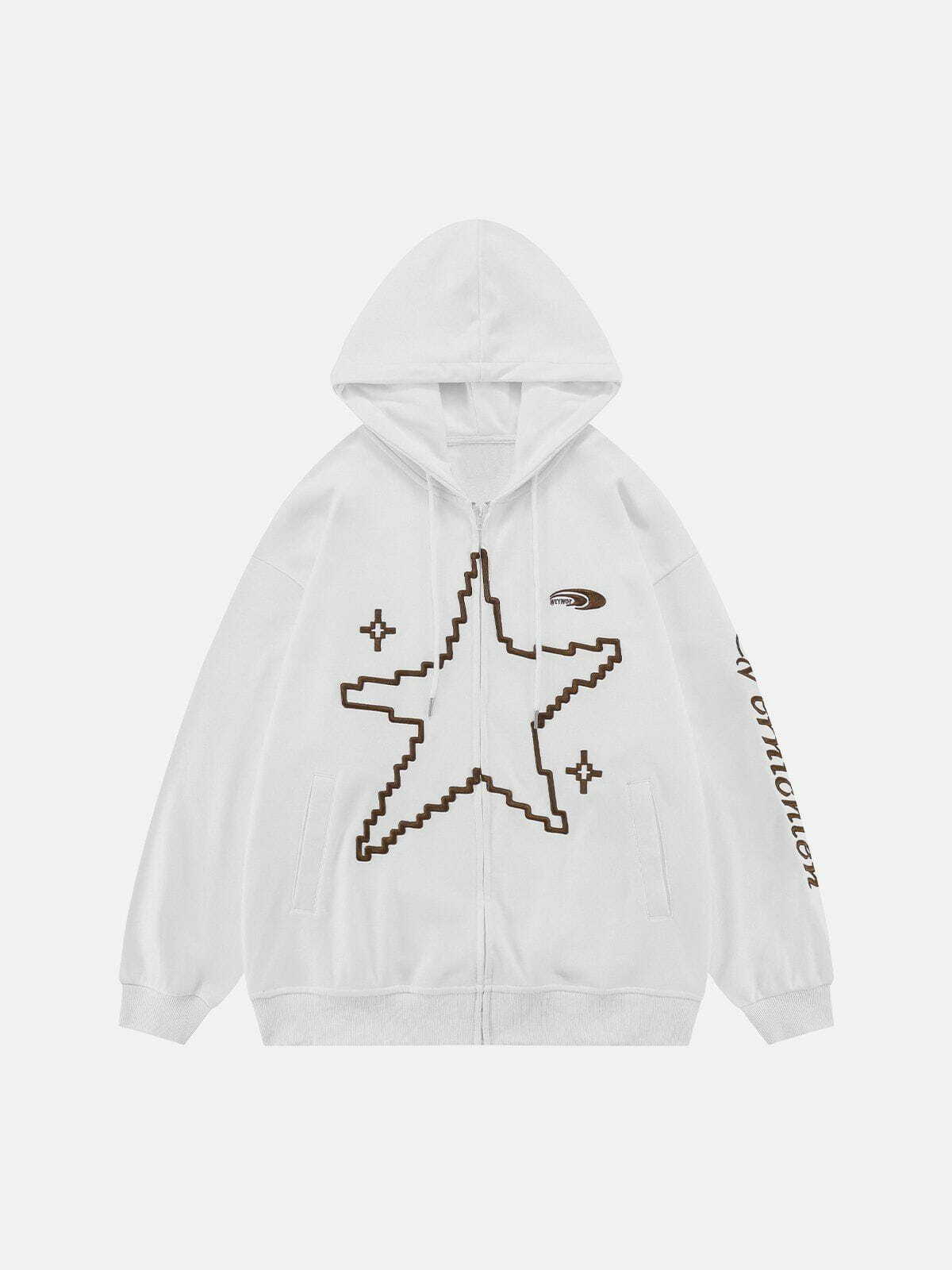 Y2K Star Graphic Hoodie - Retro 90s Grunge Outfit for Summer Parties & Club Nights