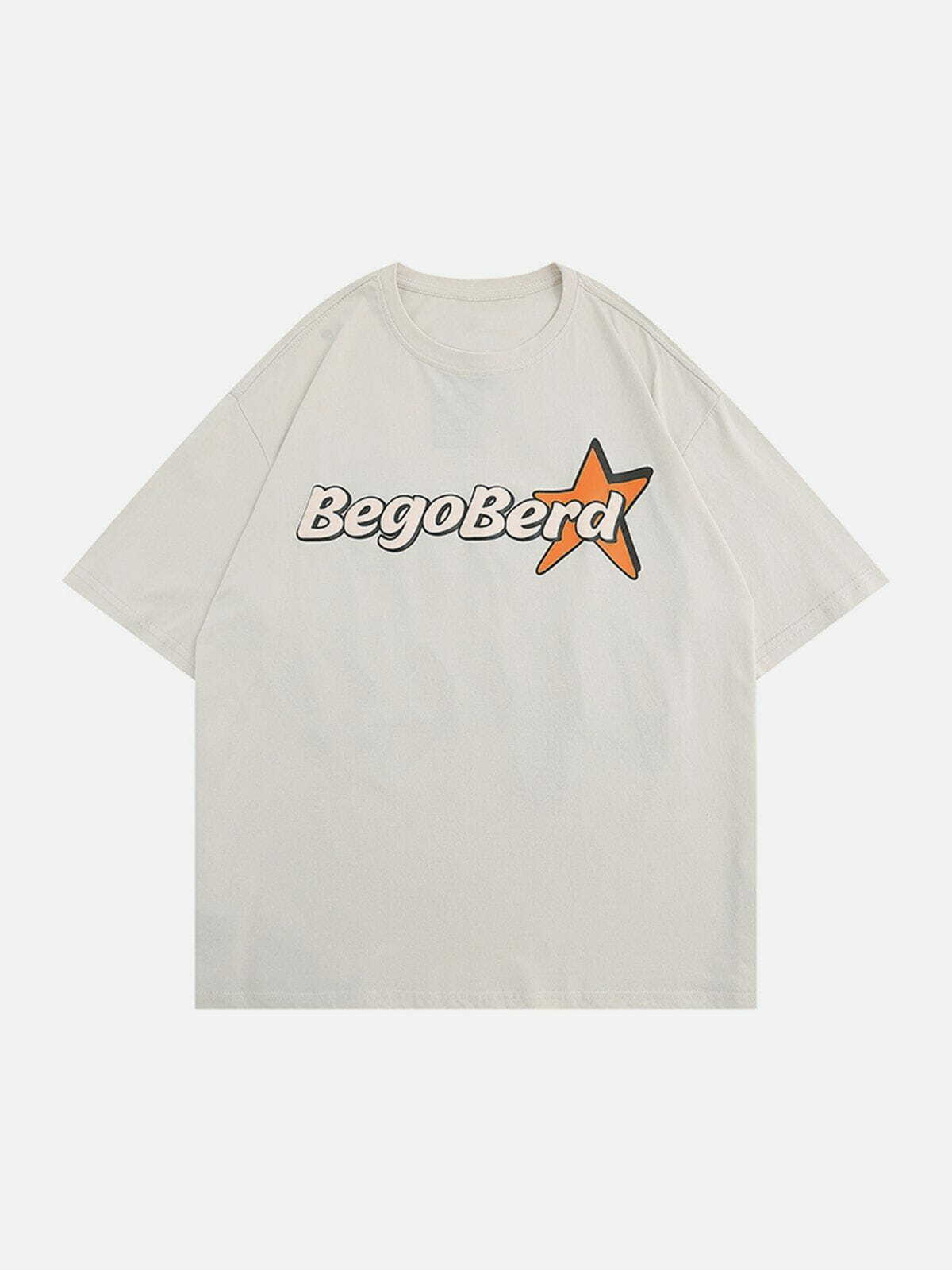 Y2K Star Letter Graphic Tee - Retro 90s Grunge Top for Summer Party Outfits