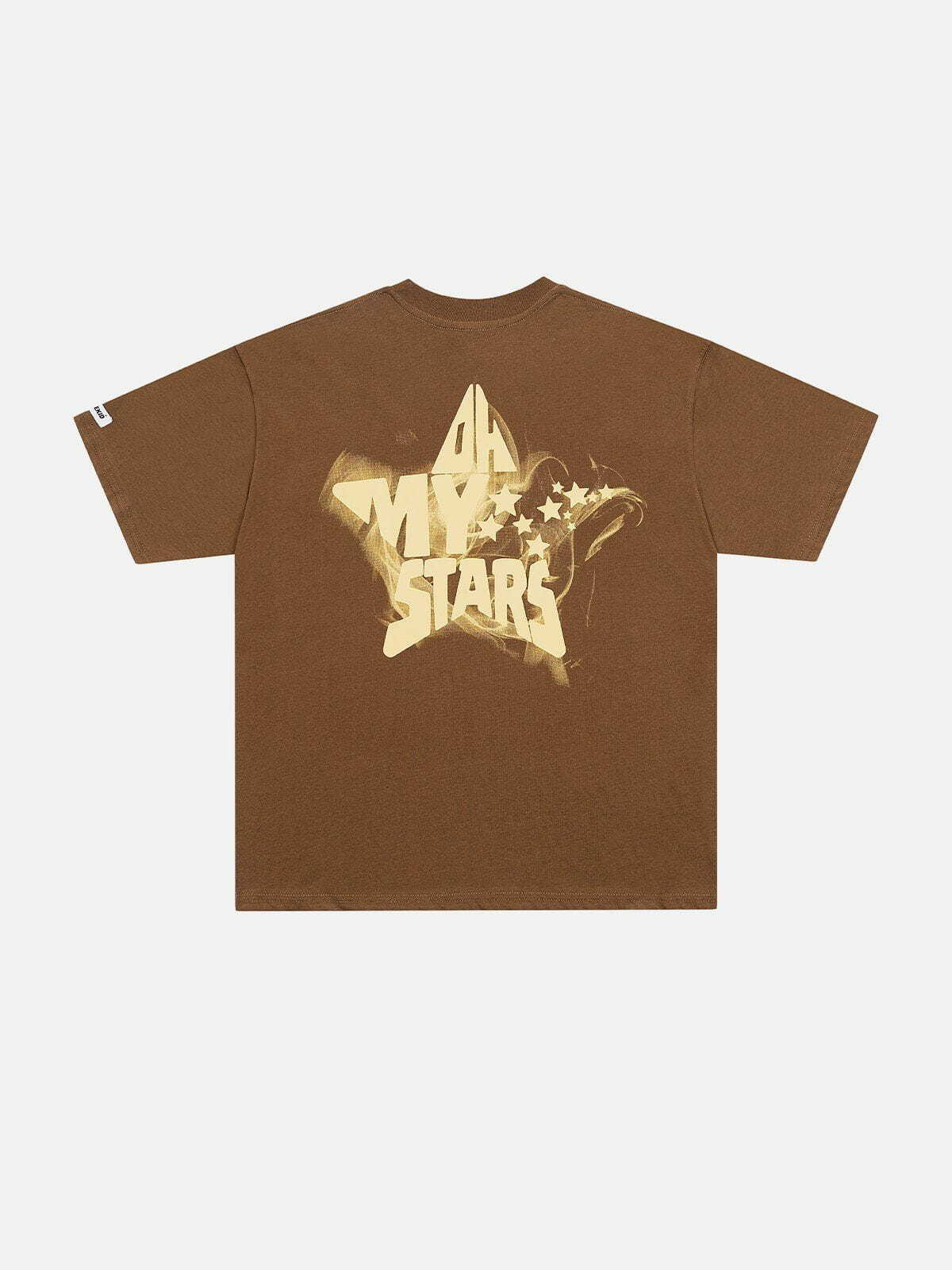 Y2K Star Letter Print Tee - Retro 90s Grunge Top for Summer Party Outfits