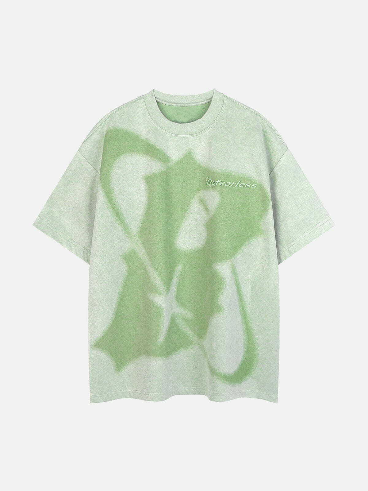 Y2K Star Pattern Suede Tee - Retro 90s Grunge Top for Summer Party & Club Outfits