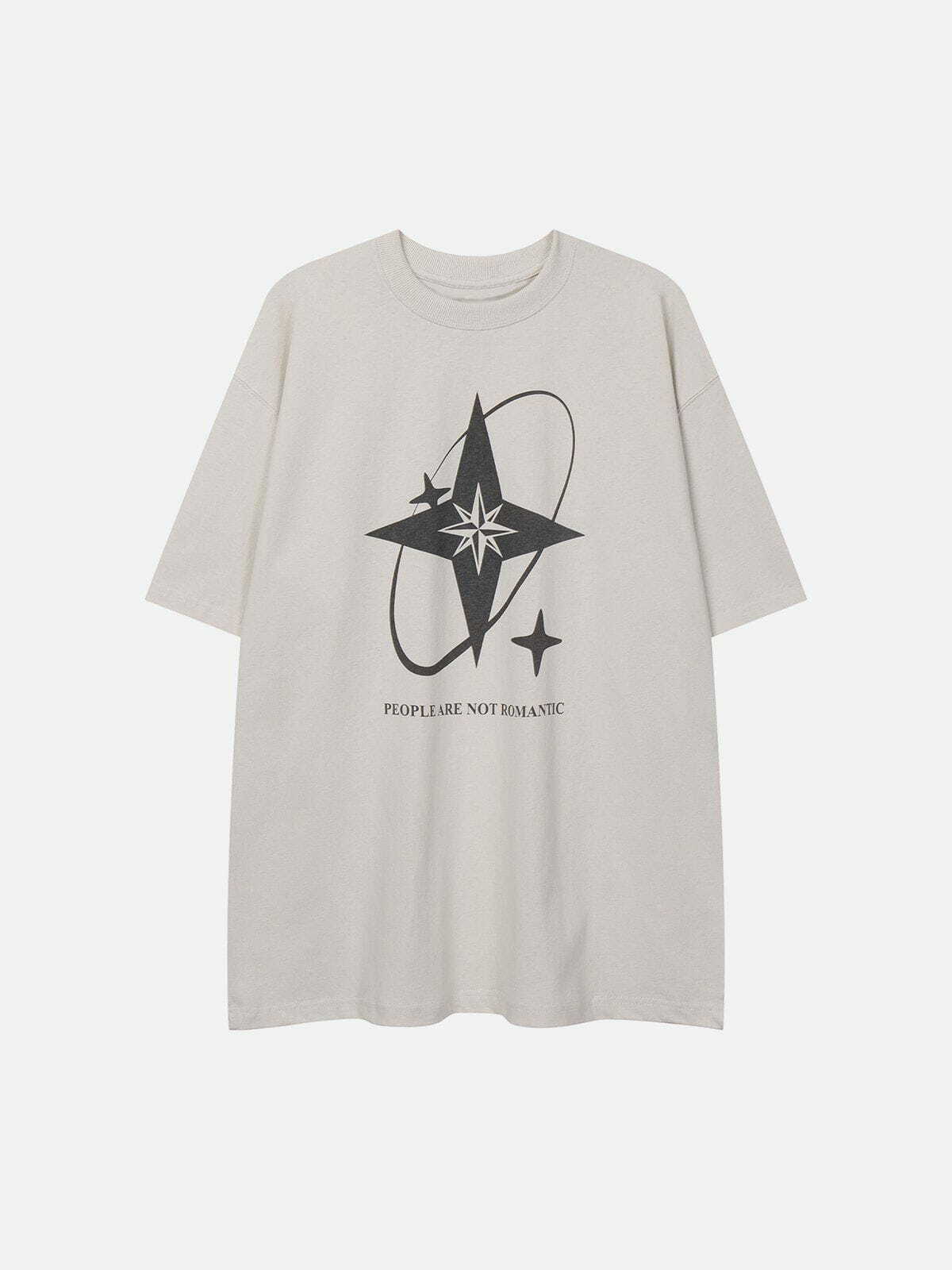 Y2K Star Print Cotton Tee - Retro 90s Grunge Top for Summer Outfits & Party Looks