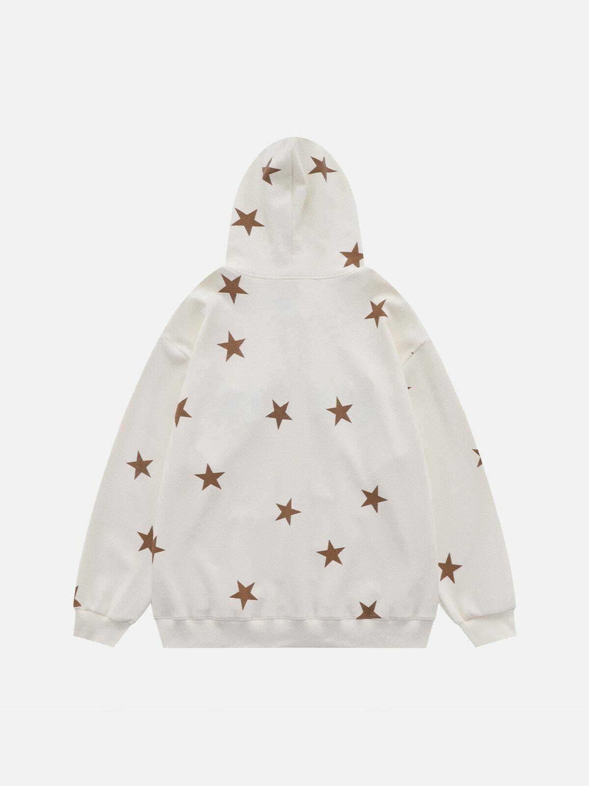 Y2K Star Print Hoodie: Retro 90s Grunge Outfit for Summer Parties & Club Nights