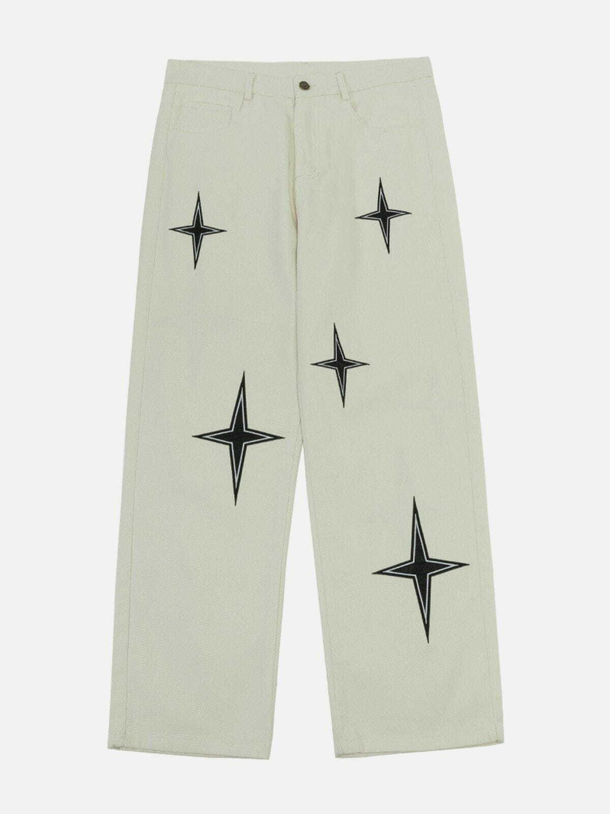 Y2K Star Print Pants - Retro 90s Grunge Outfit for Summer Parties & Clubbing