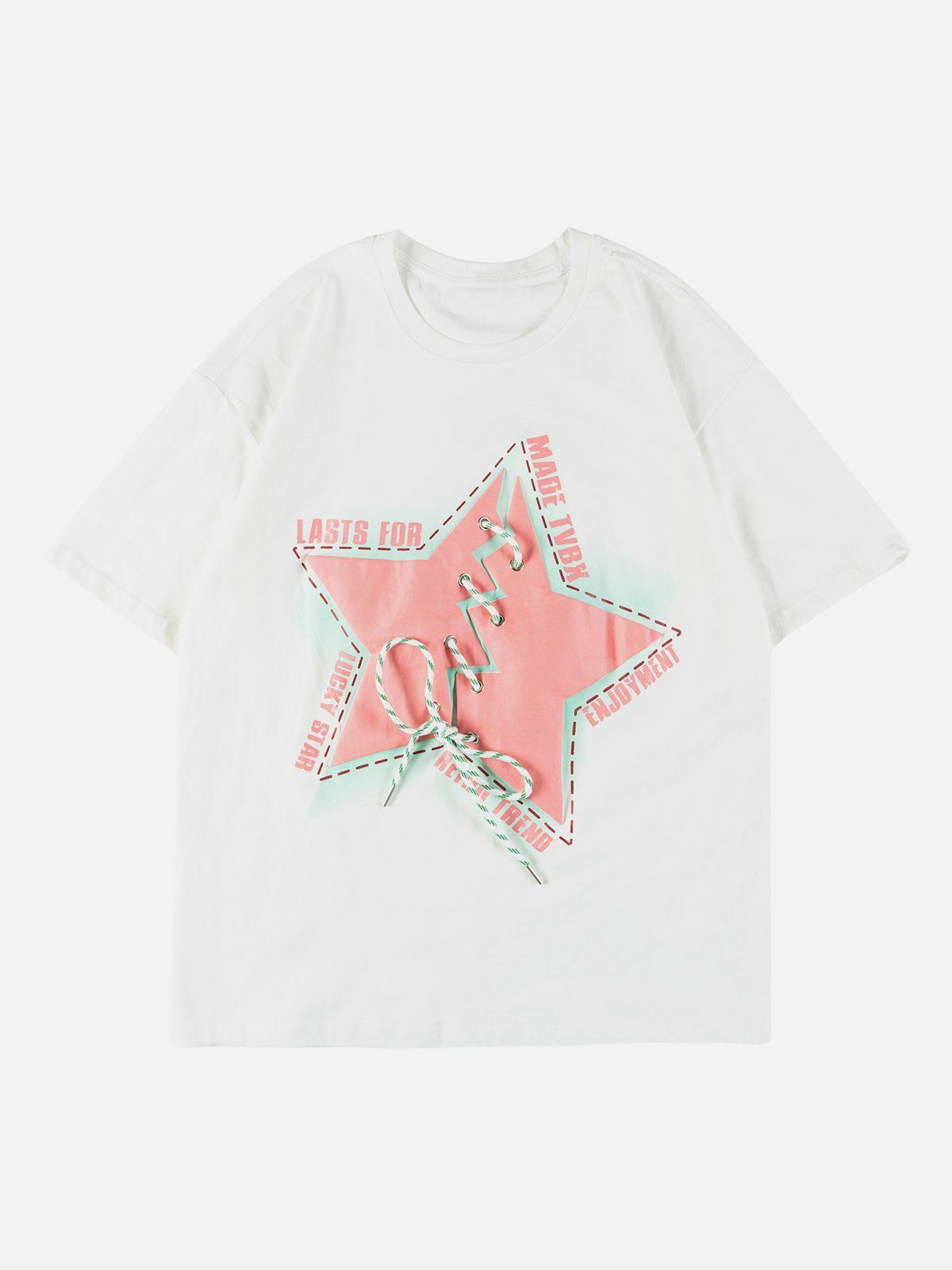 Y2K Star Print Tee - Retro 90s Grunge Top for Summer Outfits & Party Looks