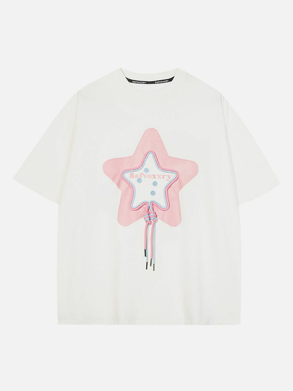 Y2K Star Print Tee - Retro 90s Grunge Top for Summer Outfits & Party Looks