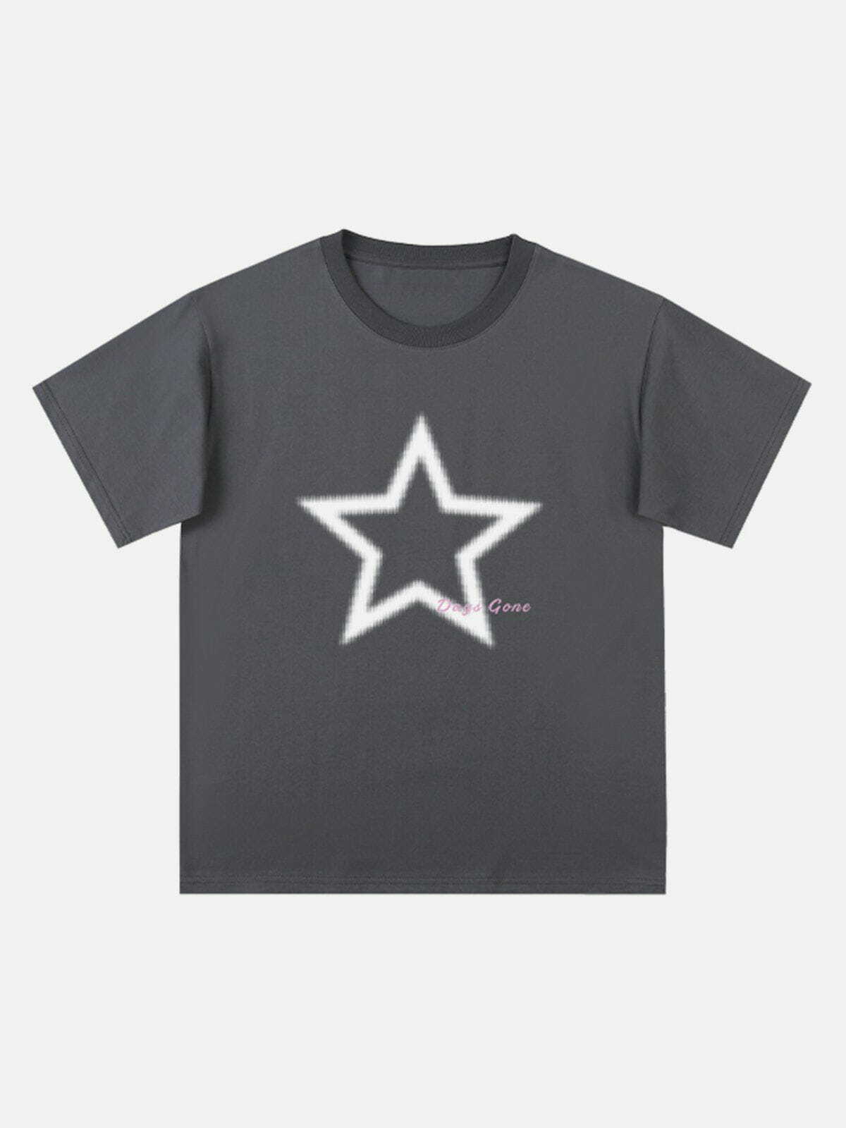 Y2K Star Print Tee - Retro 90s Grunge Top for Summer Outfits & Party Looks