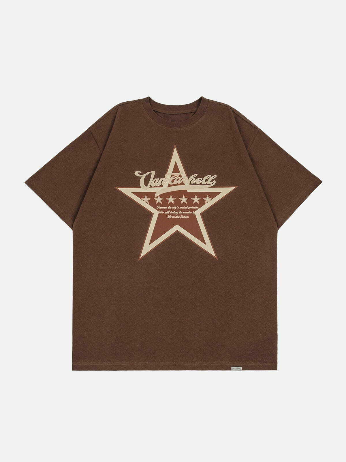 Y2K Star Print Tee - Retro 90s Grunge Top for Summer Outfits & Party Looks