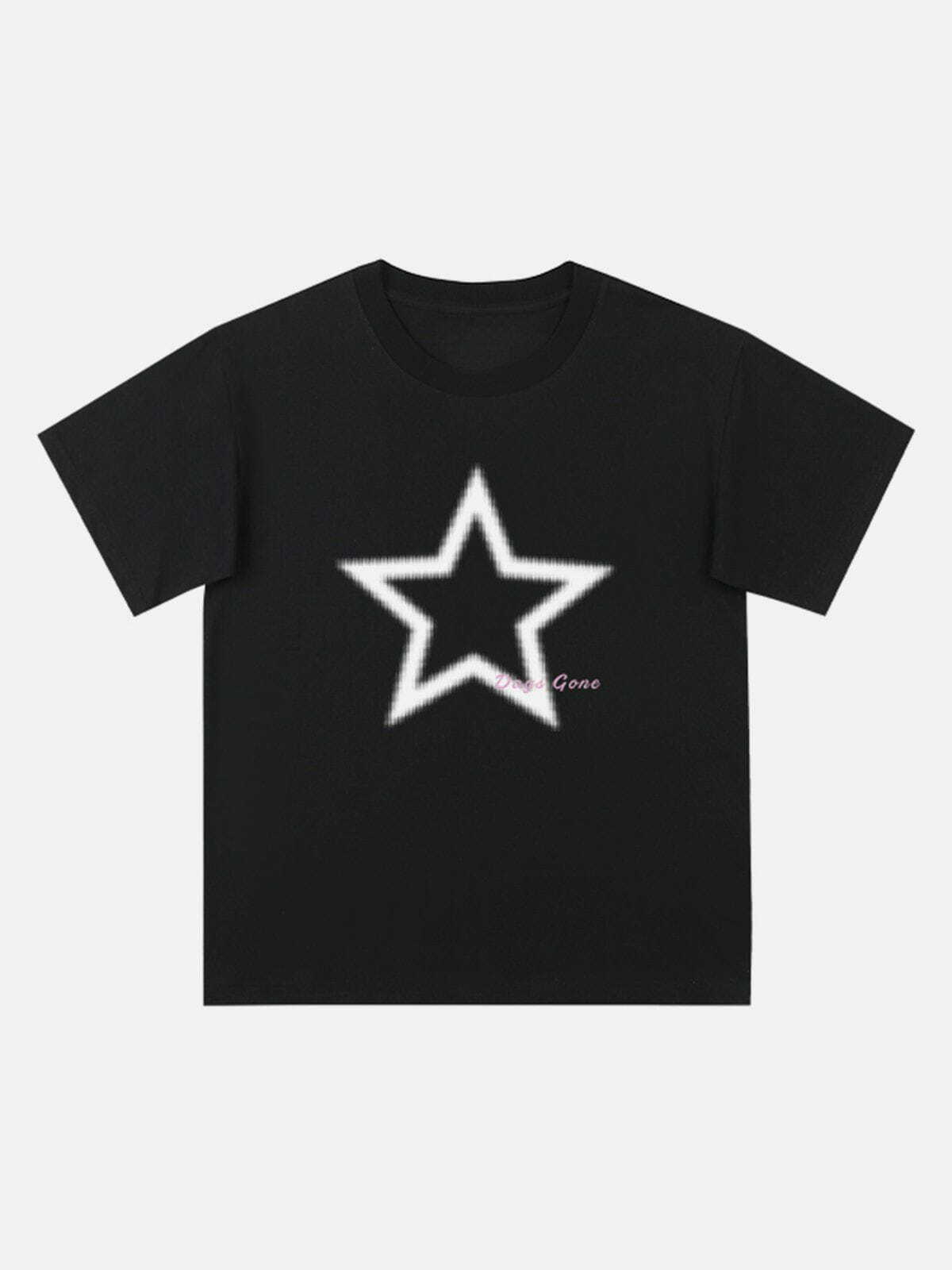 Y2K Star Print Tee - Retro 90s Grunge Top for Summer Outfits & Party Looks