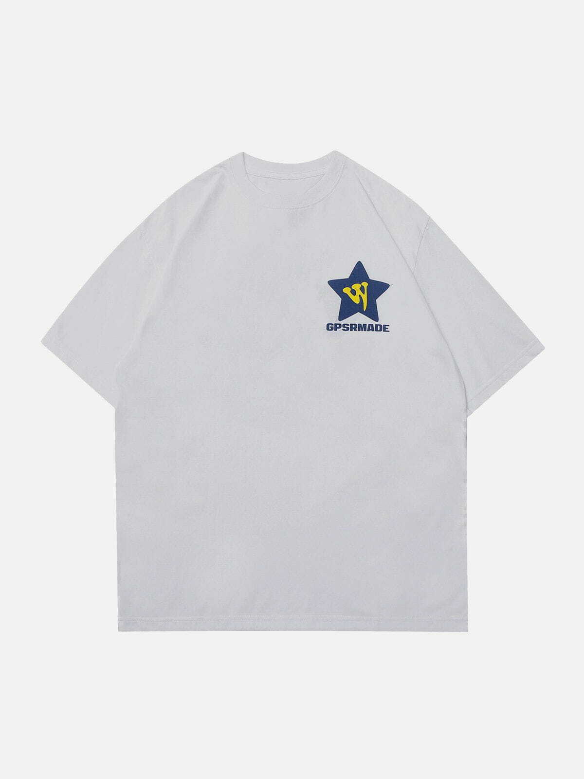 Y2K Star Print Tee - Retro 90s Grunge Top for Summer Parties & Club Outfits