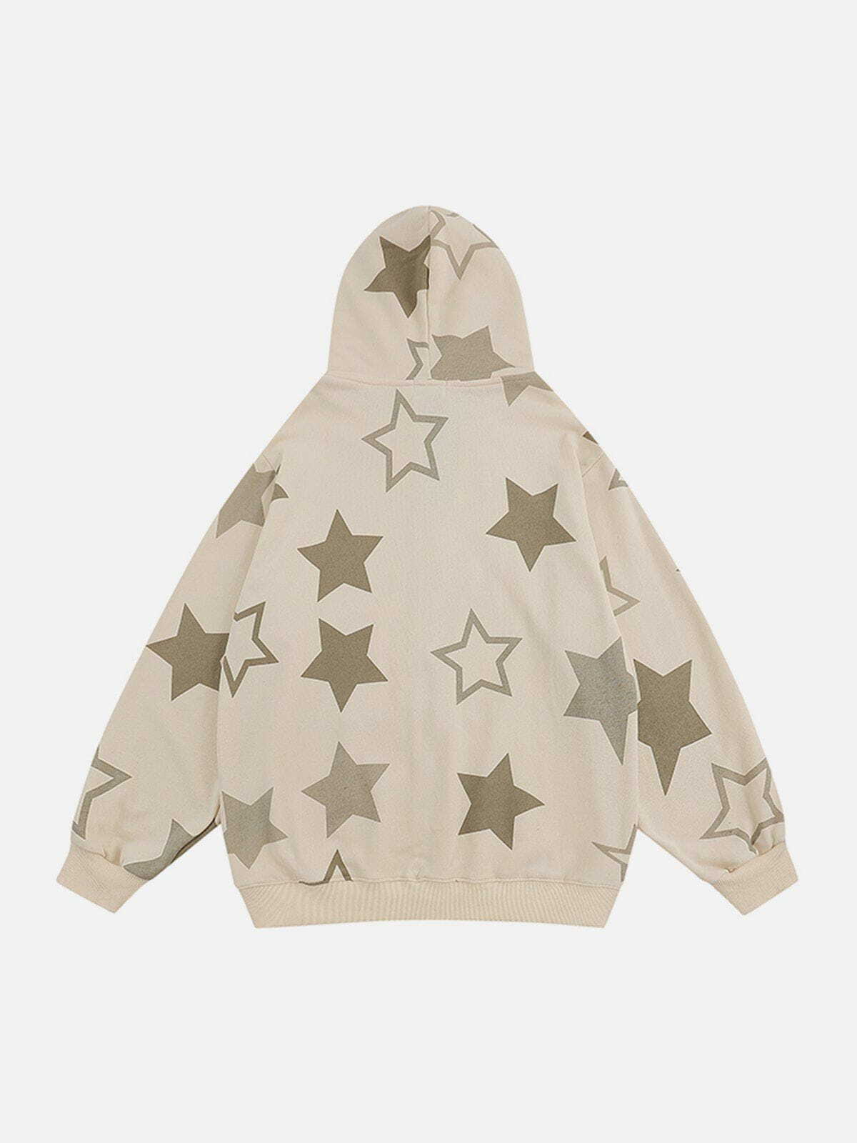 Y2K Star Print Zipper Hoodie - Retro 90s Grunge Summer Outfit for Y2K Fashion Lovers