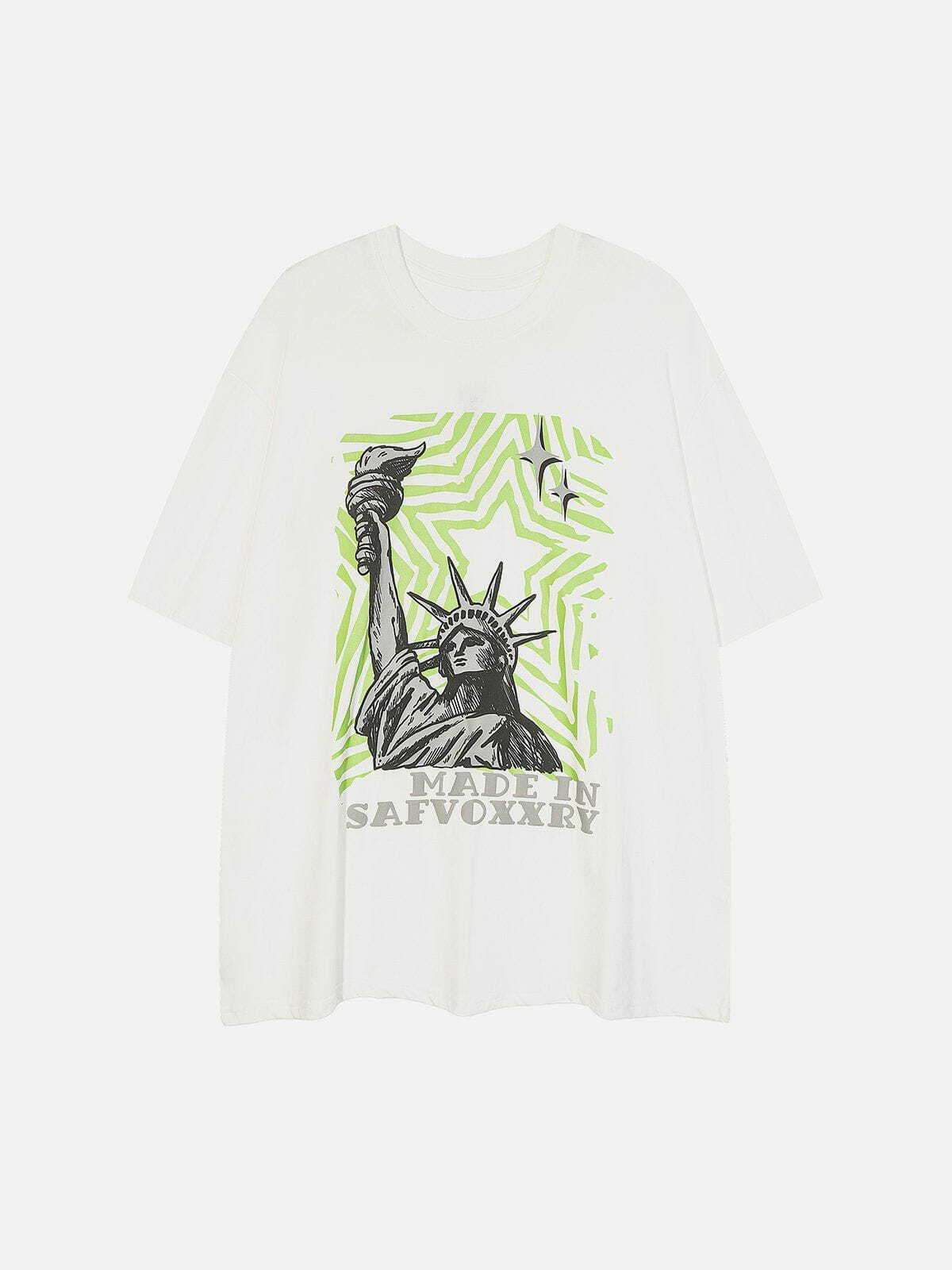 Y2K Statue of Liberty Star Tee - Retro 90s Grunge Top for Summer Party Outfits