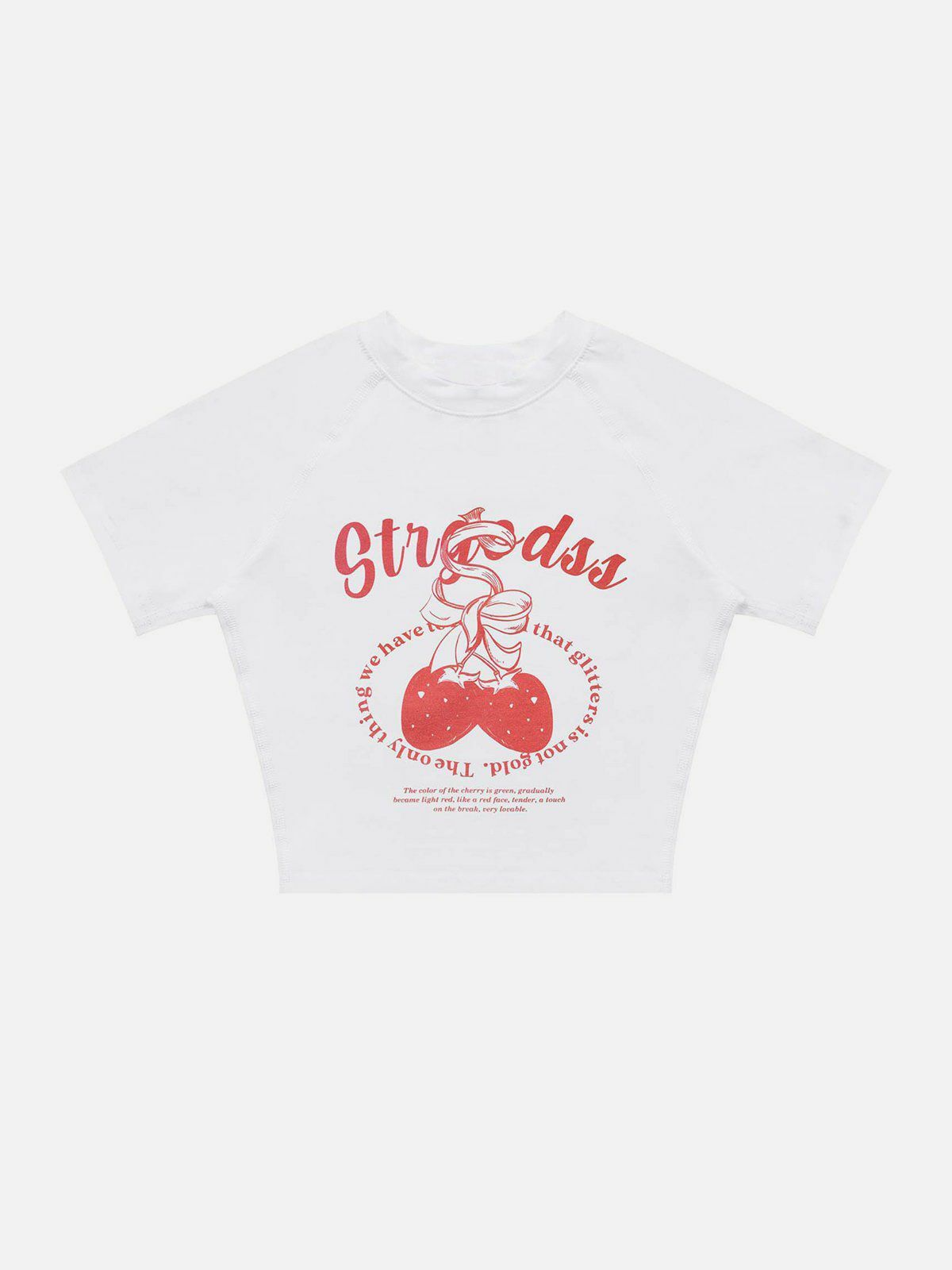 Y2K Strawberry Print Baby Tee - Retro 90s Grunge Summer Outfit for Y2K Vibes