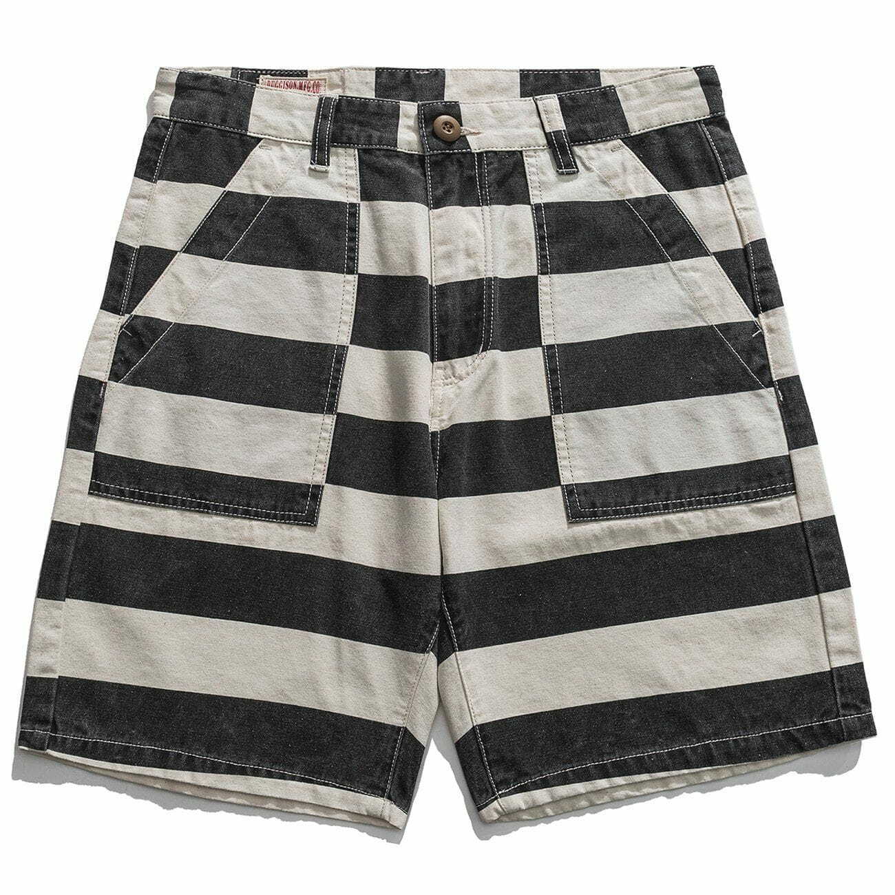 Y2K Striped Casual Shorts - Retro 90s Grunge Summer Outfit for Y2K Fashion Lovers