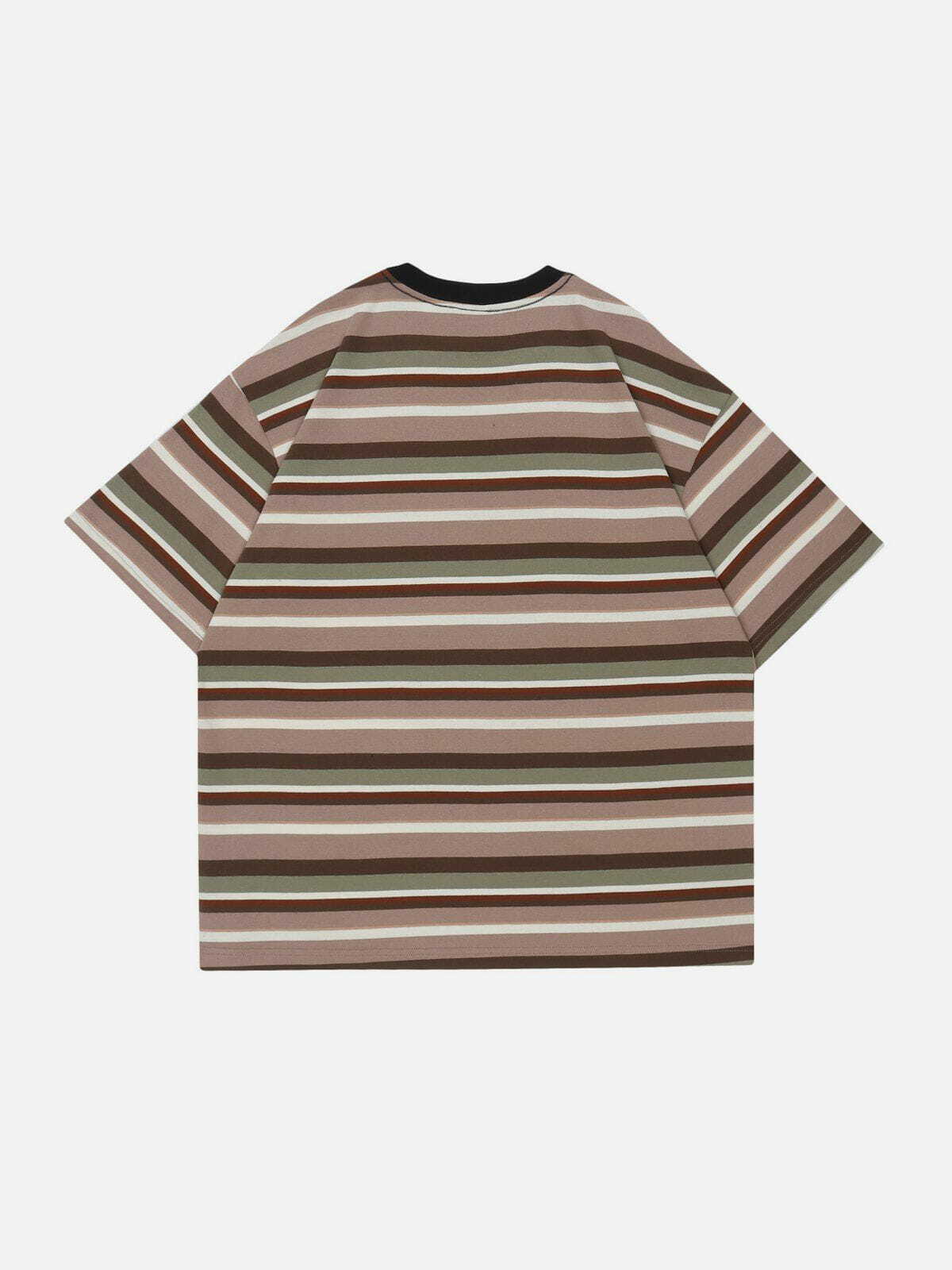 Y2K Striped Clash Tee - Retro 90s Grunge Top for Summer Parties & Y2K Outfits