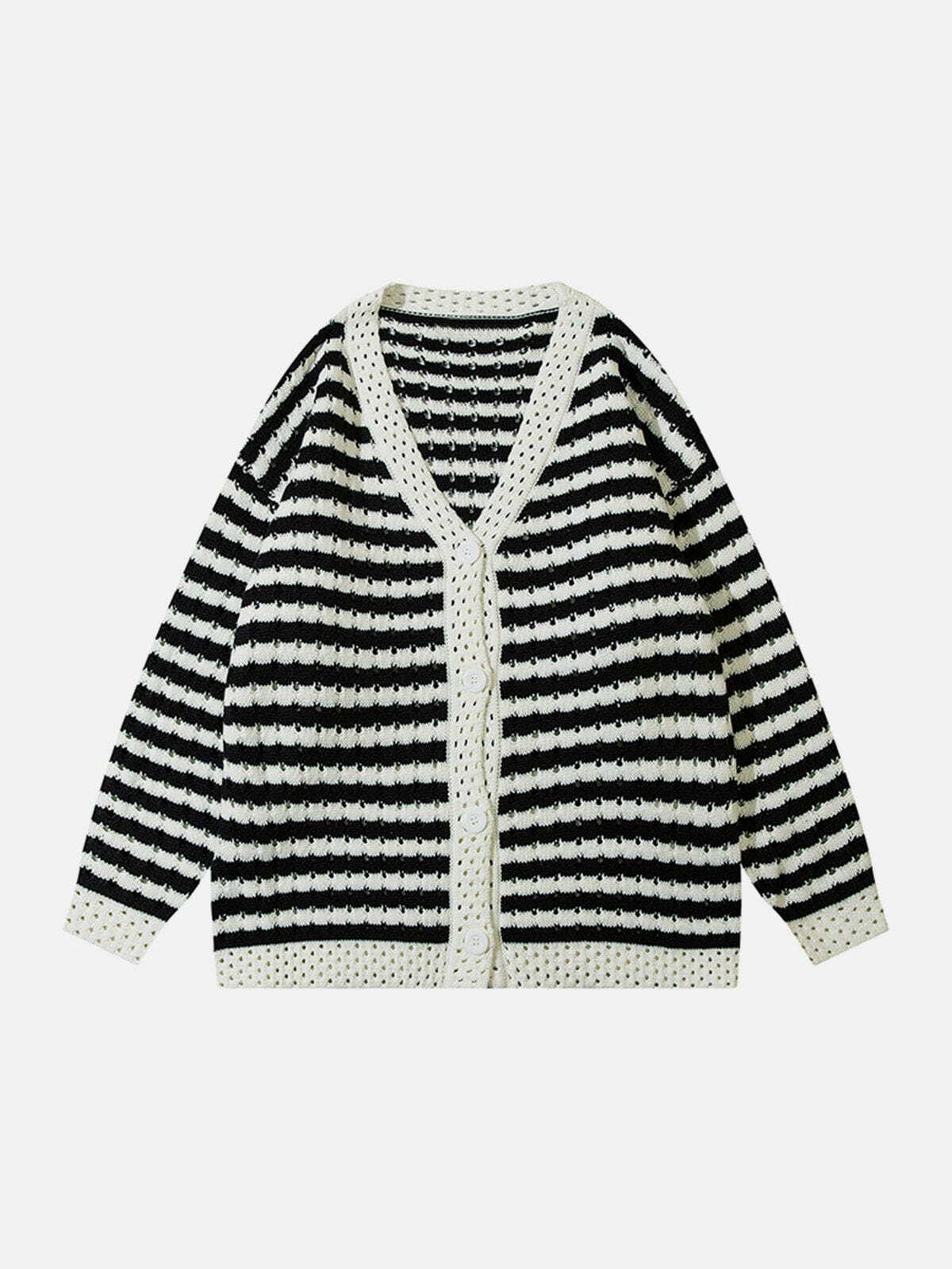 Y2K Striped Clashing Colors Cardigan - Retro 90s Grunge Summer Outfit Essential