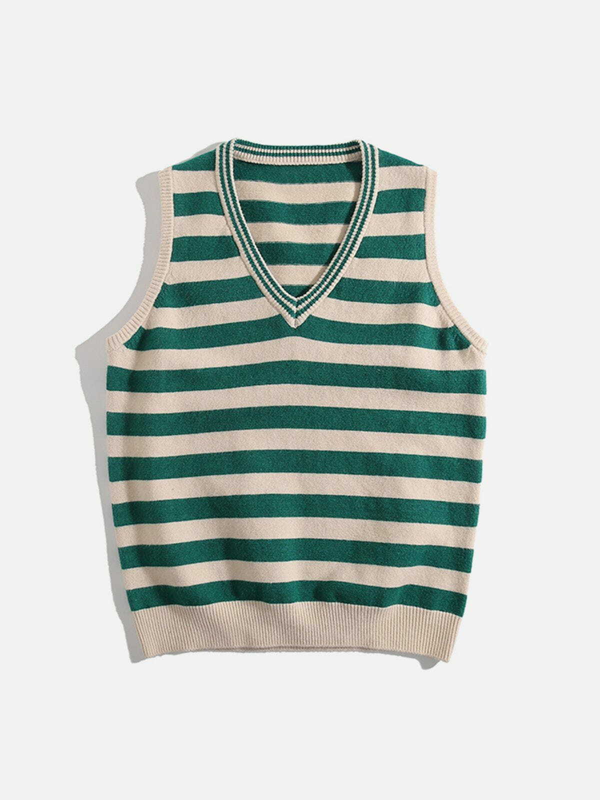 Y2K Striped Color Block Sweater Vest - Retro 90s Grunge Top for Summer Outfits & Parties