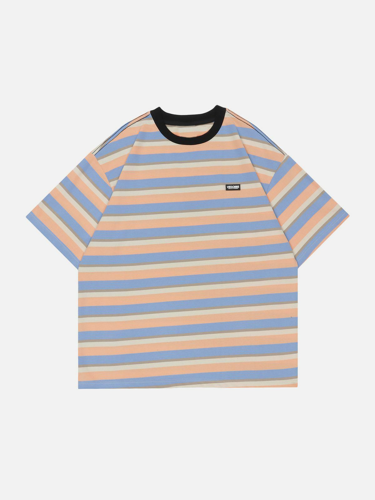 Y2K Striped Contrast Tee - Retro 90s Grunge Top for Summer Outfits & Party Looks