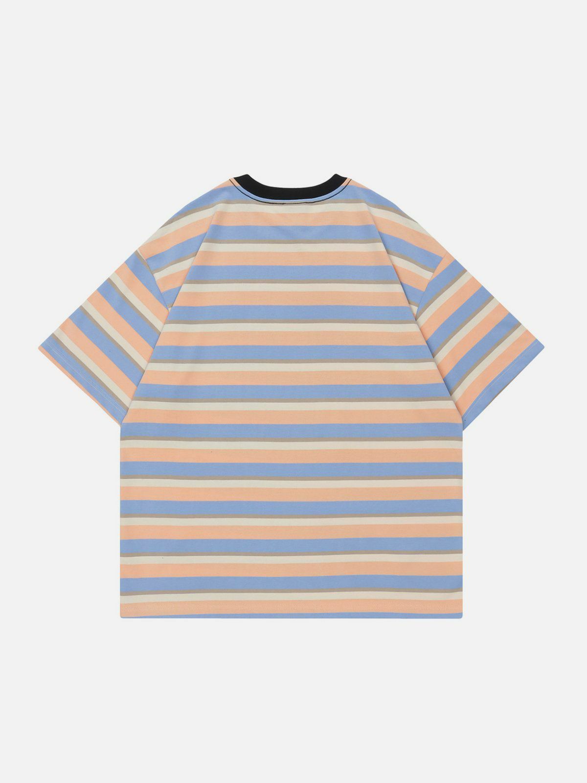 Y2K Striped Contrast Tee - Retro 90s Grunge Top for Summer Outfits & Party Looks