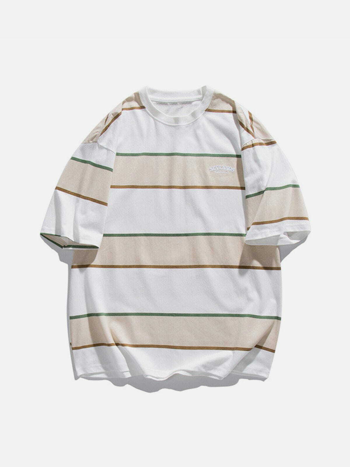 Y2K Striped Cotton Tee - Retro 90s Grunge Top for Summer Outfits & Party Looks