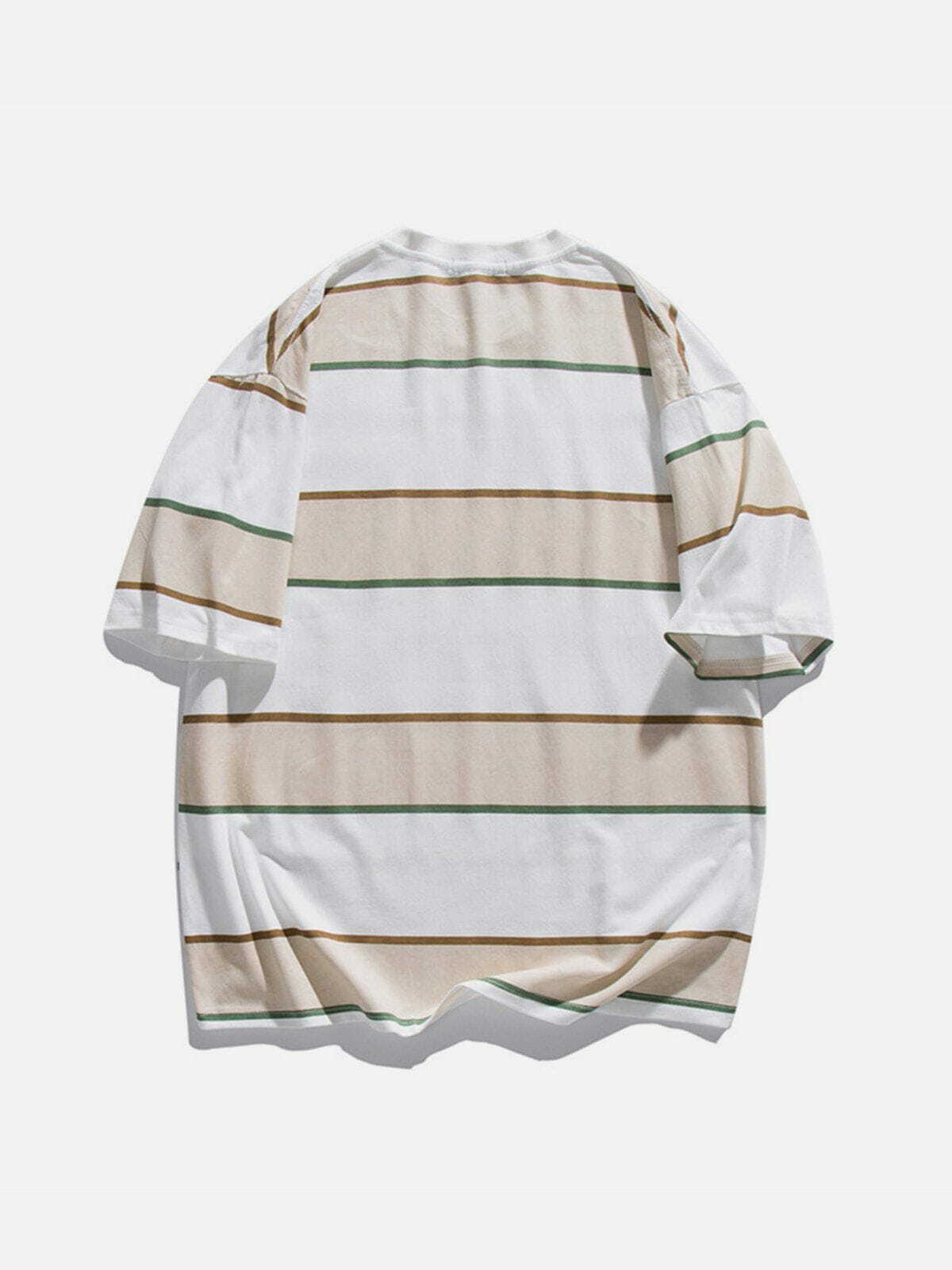 Y2K Striped Cotton Tee - Retro 90s Grunge Top for Summer Outfits & Party Looks