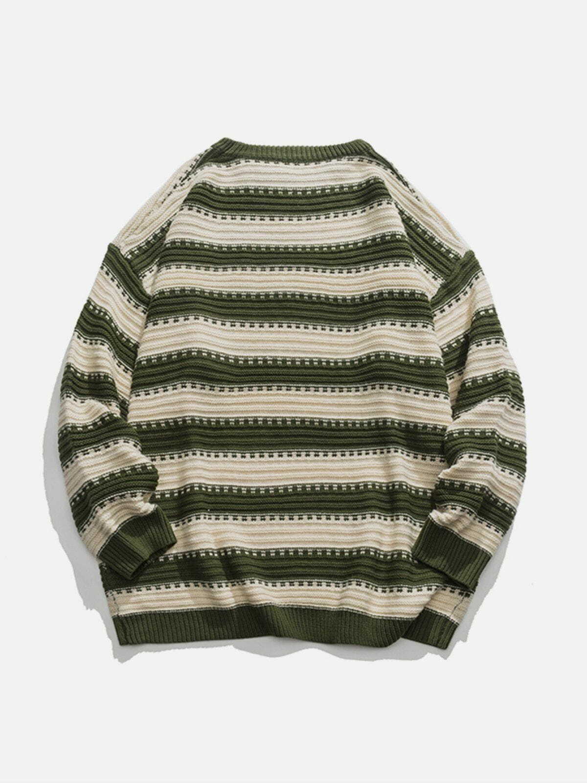 Y2K Striped Crewneck Sweater - Retro 90s Grunge Top for Summer Outfits & Party Looks