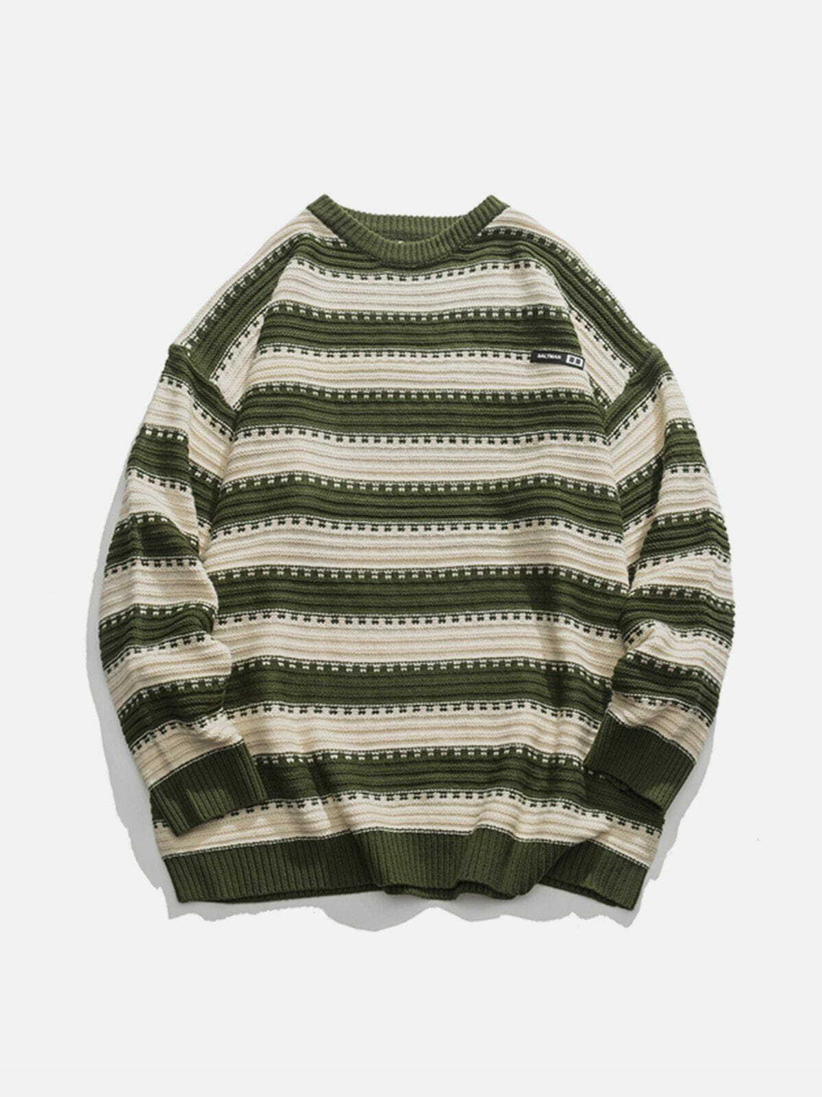 Y2K Striped Crewneck Sweater - Retro 90s Grunge Top for Summer Outfits & Party Looks