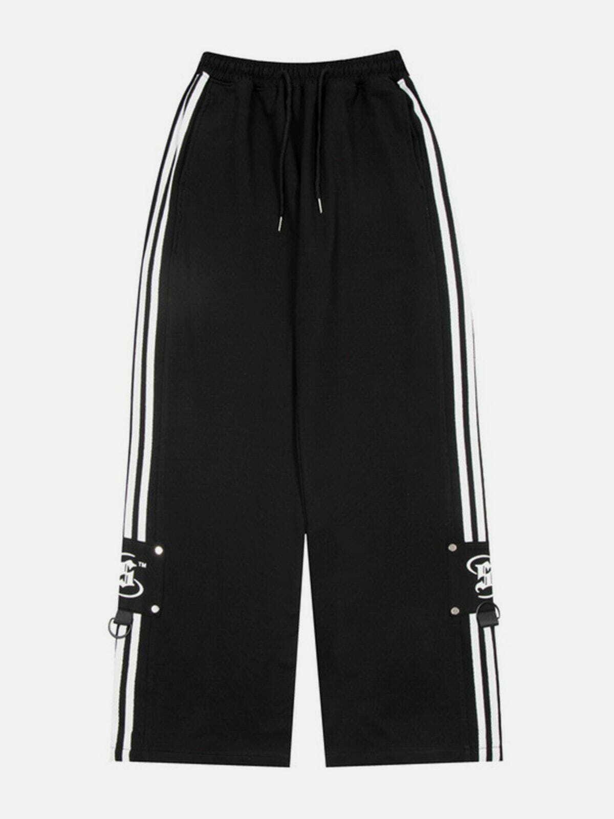 Y2K Striped Drawstring Sweatpants - Retro 90s Grunge Summer Outfit for Y2K Vibes